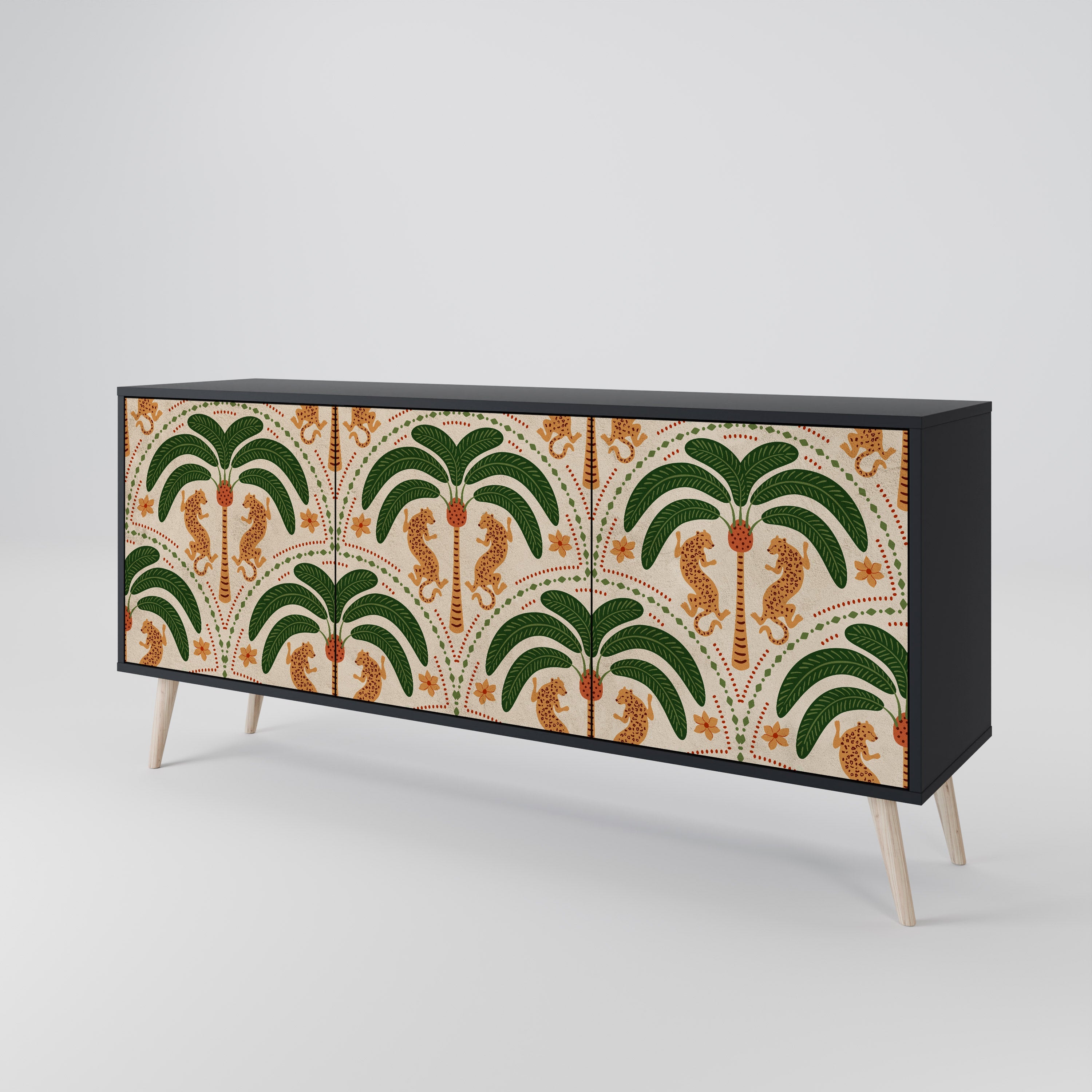 DANCING PREDATORS Sideboard mit 3 Türen in Schwarz