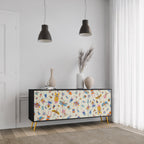 COLORFUL INSECTS Sideboard mit 3 Türen in Schwarz