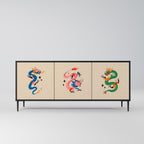 MYTHOLOGICAL CREATURES 3-Door Sideboard in Black Finish