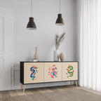 MYTHOLOGICAL CREATURES 3-Door Sideboard in Black Finish