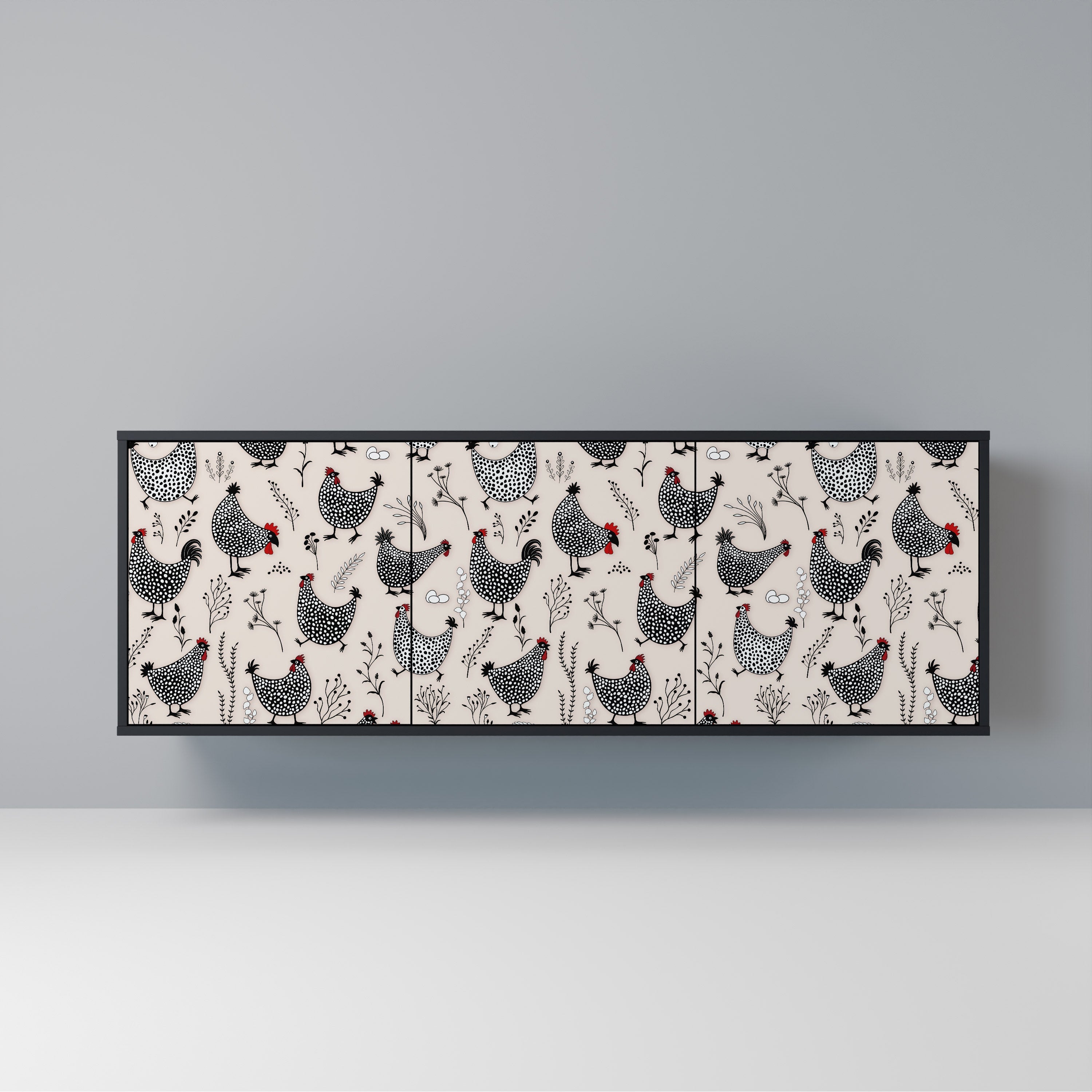 HAPPY HENS 3-türiges Sideboard in Schwarz