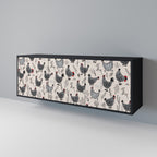 HAPPY HENS 3-Door Sideboard in Black Finish