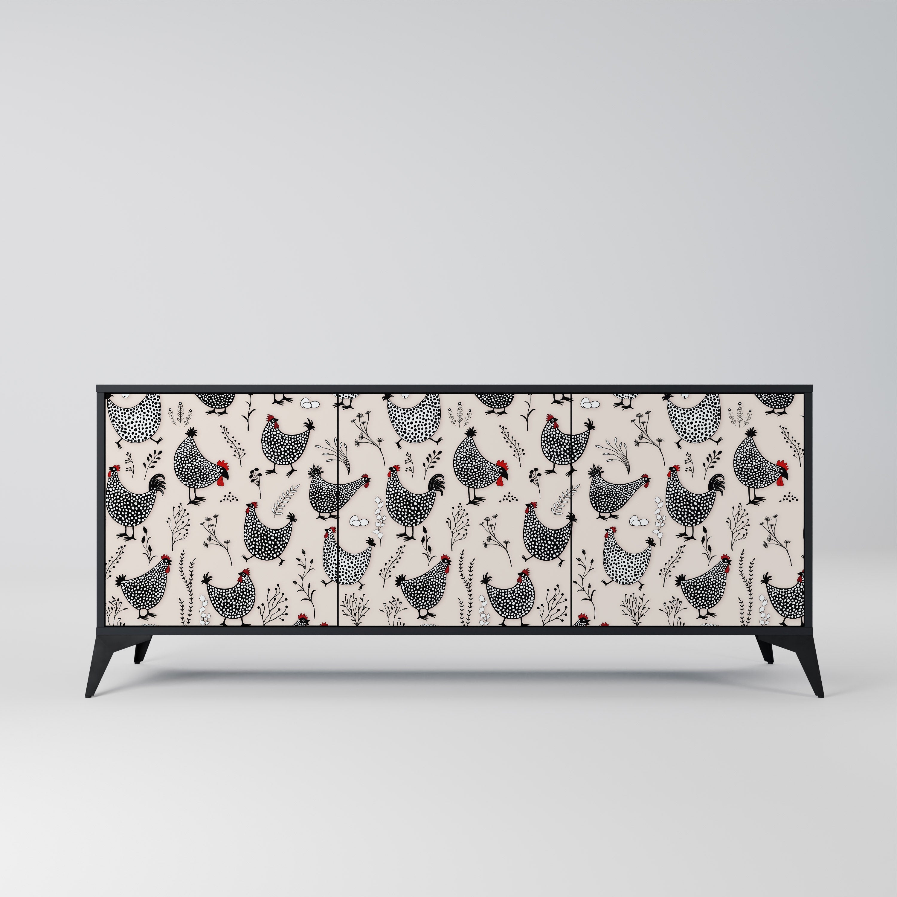 HAPPY HENS 3-türiges Sideboard in Schwarz