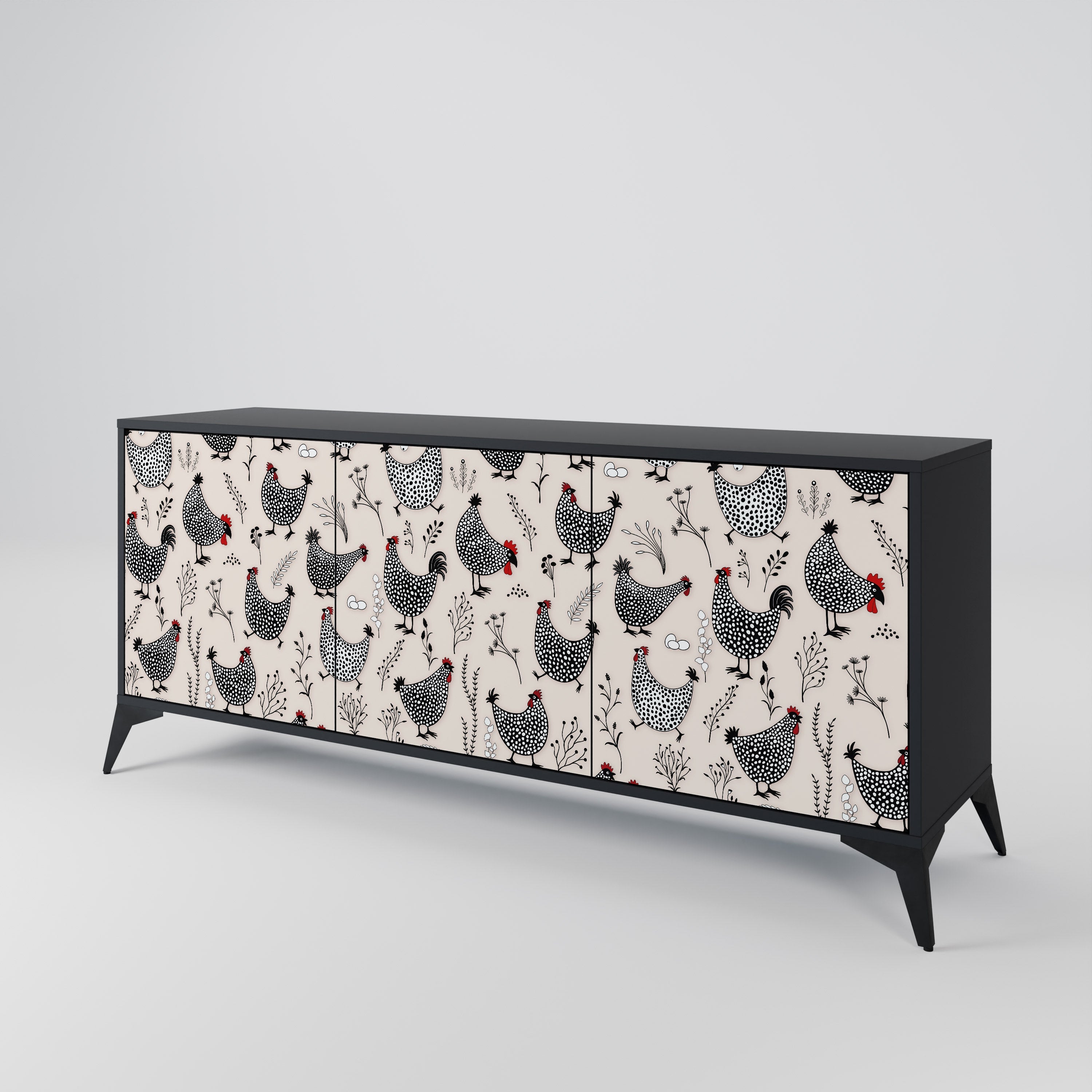 HAPPY HENS 3-türiges Sideboard in Schwarz