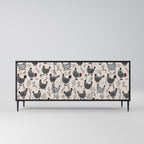 HAPPY HENS 3-Door Sideboard in Black Finish