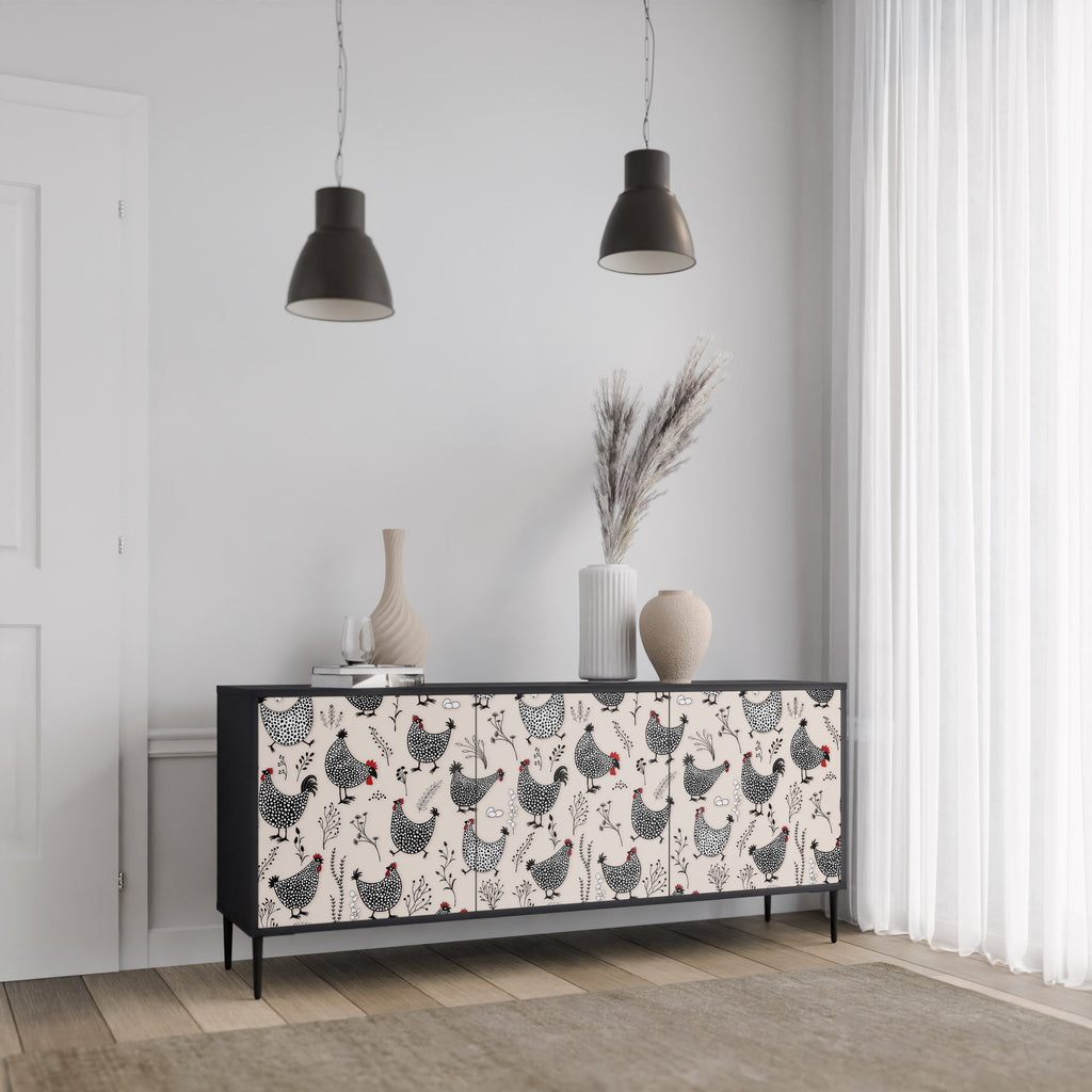 HAPPY HENS 3-türiges Sideboard in Schwarz