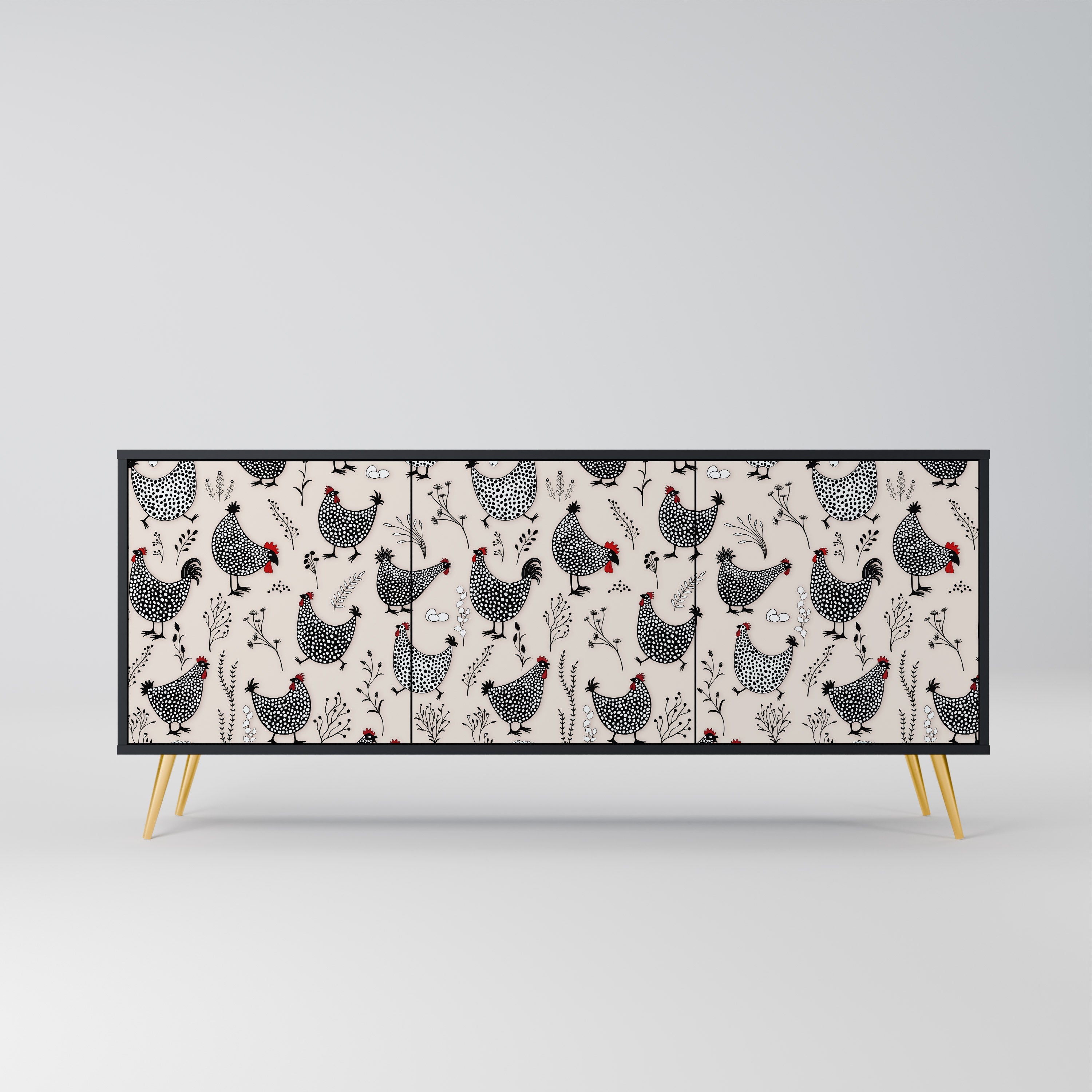 HAPPY HENS 3-türiges Sideboard in Schwarz