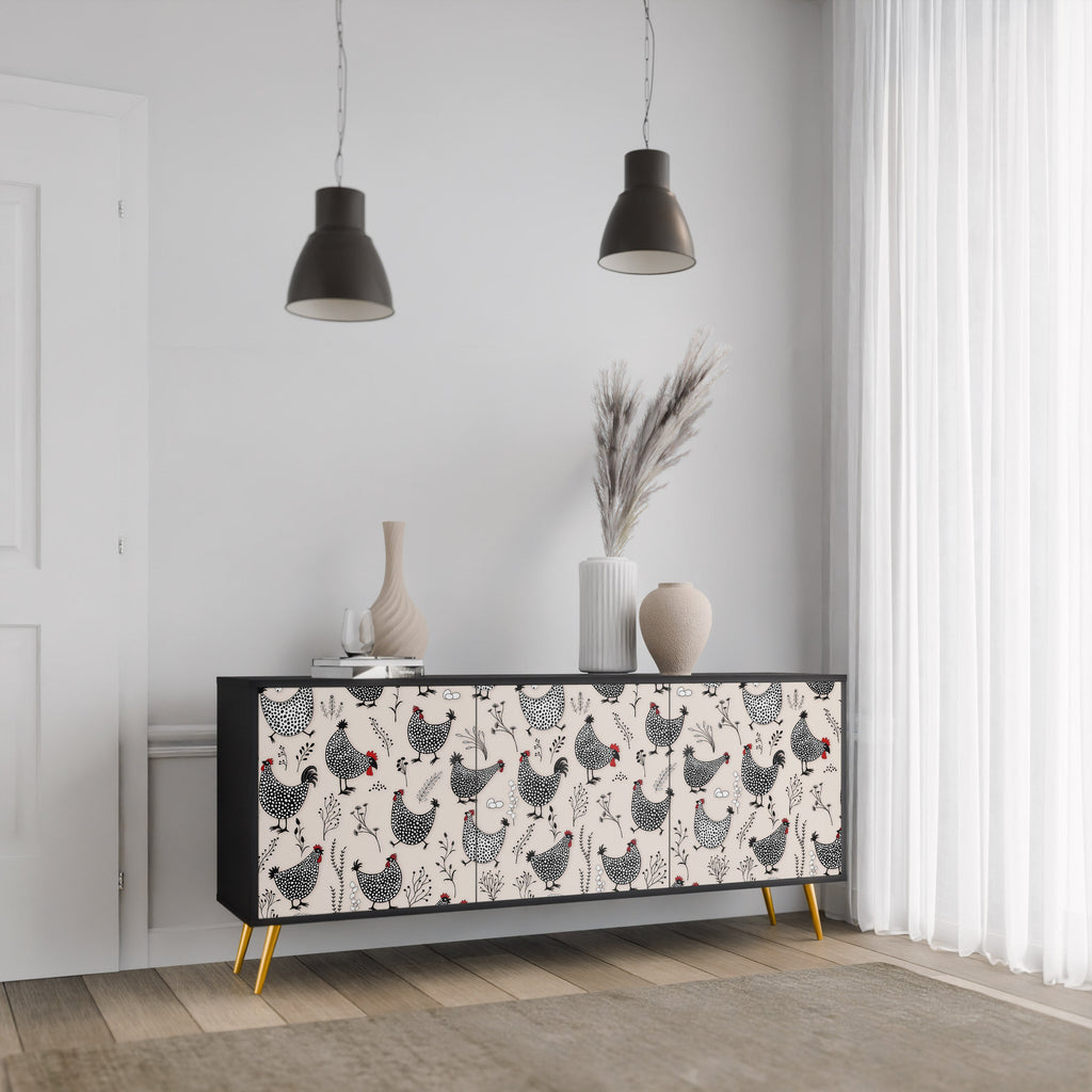 HAPPY HENS 3-türiges Sideboard in Schwarz