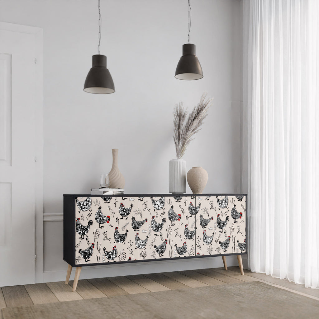 HAPPY HENS 3-türiges Sideboard in Schwarz