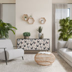 HAPPY HENS 3-Door Sideboard in Black Finish