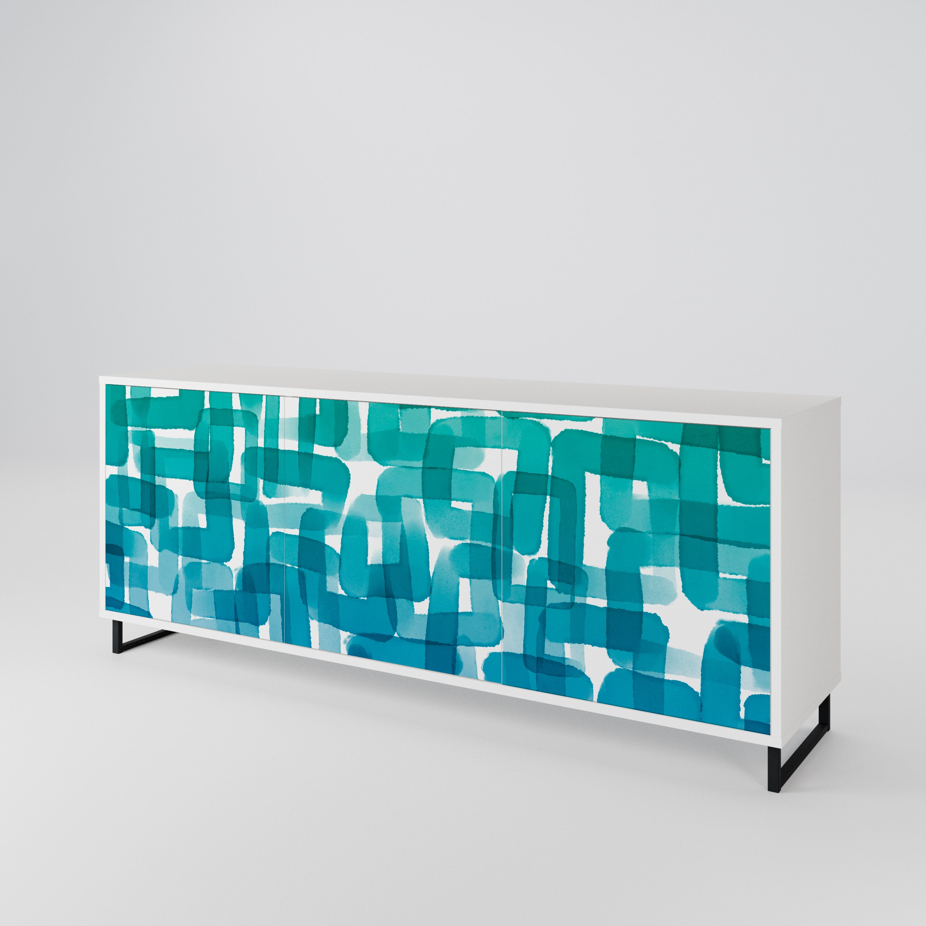 TURQUOISE RECTANGLES 3-türiges Sideboard