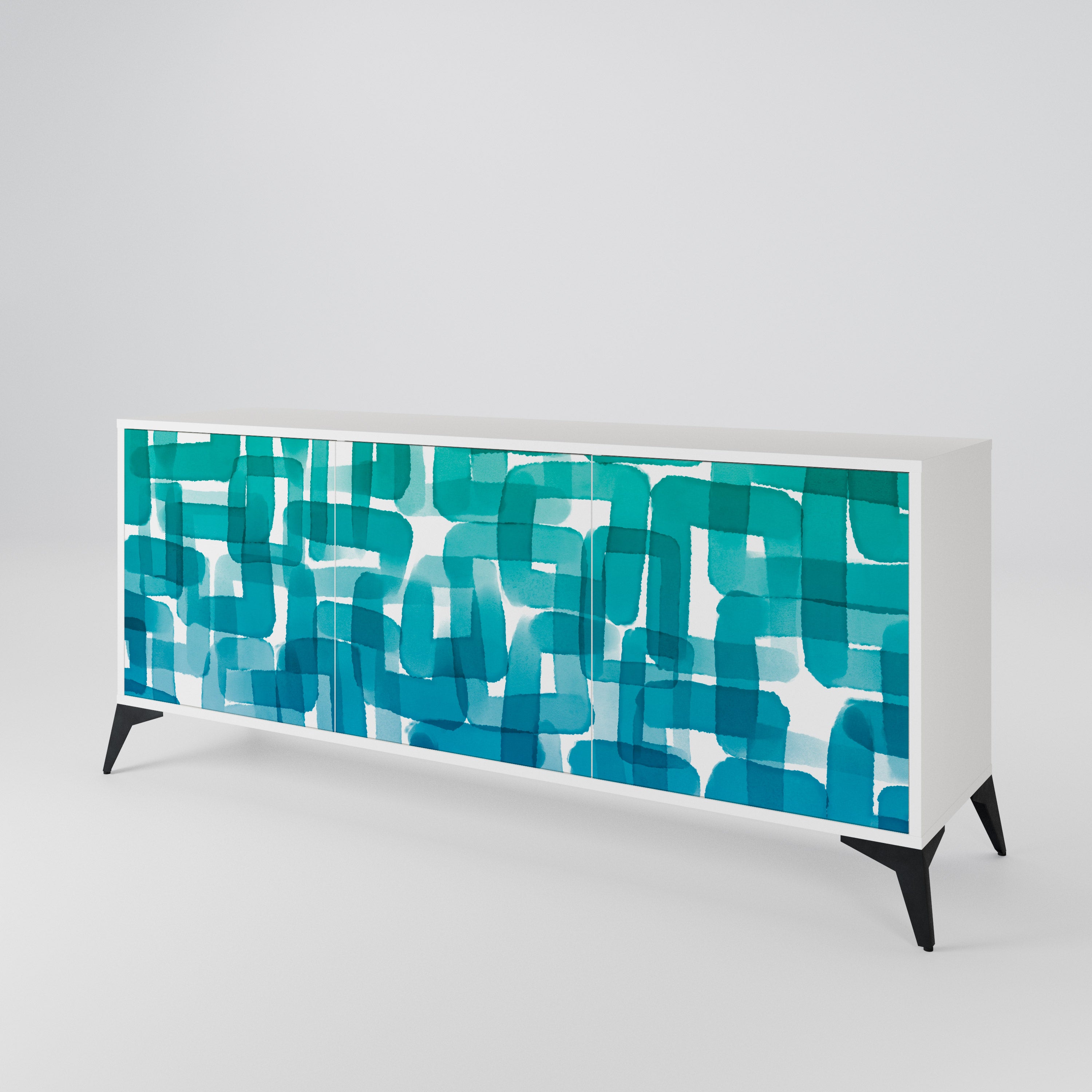 TURQUOISE RECTANGLES 3-türiges Sideboard