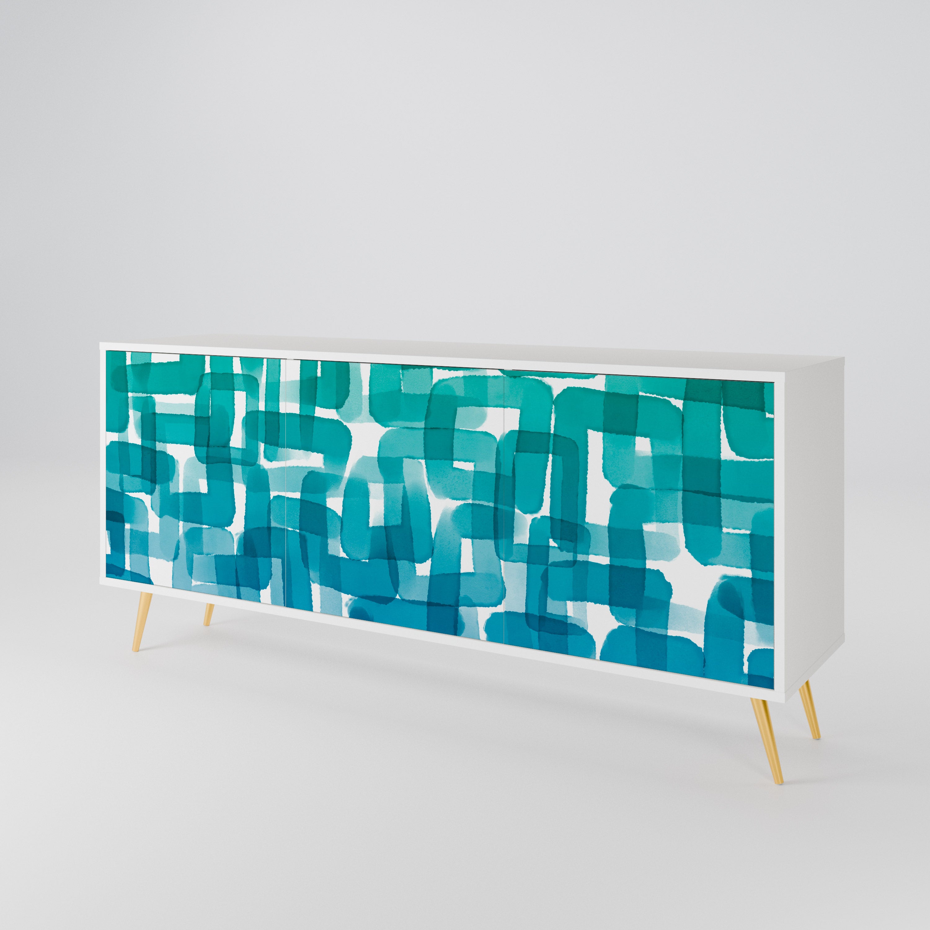 TURQUOISE RECTANGLES 3-türiges Sideboard