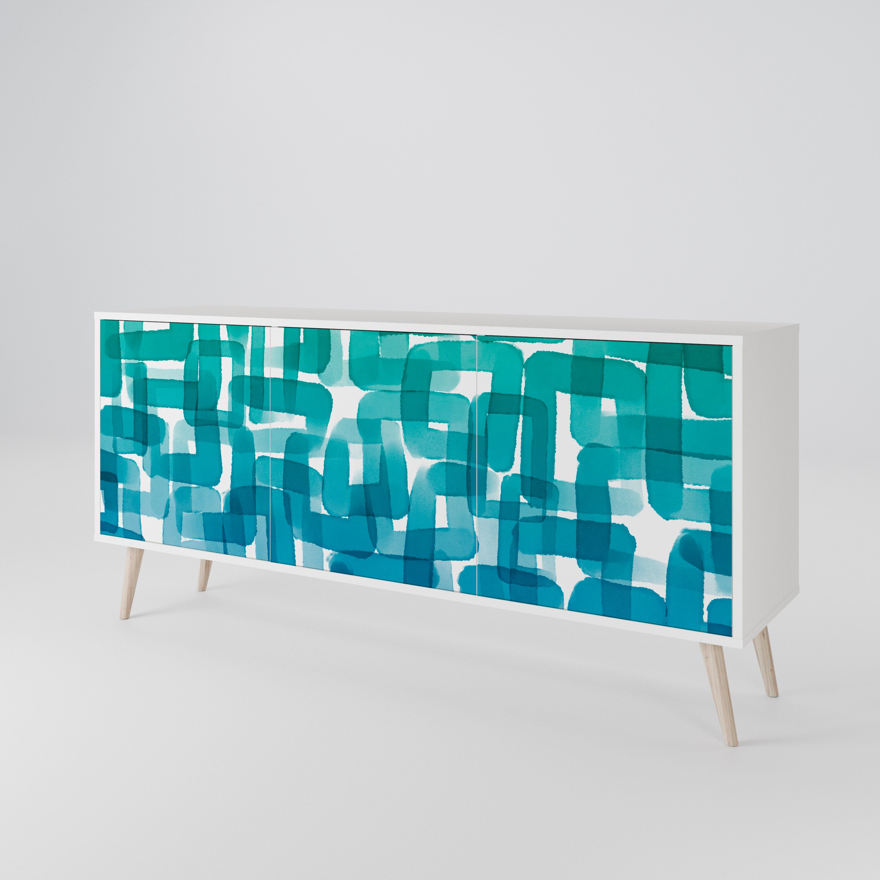 TURQUOISE RECTANGLES 3-türiges Sideboard