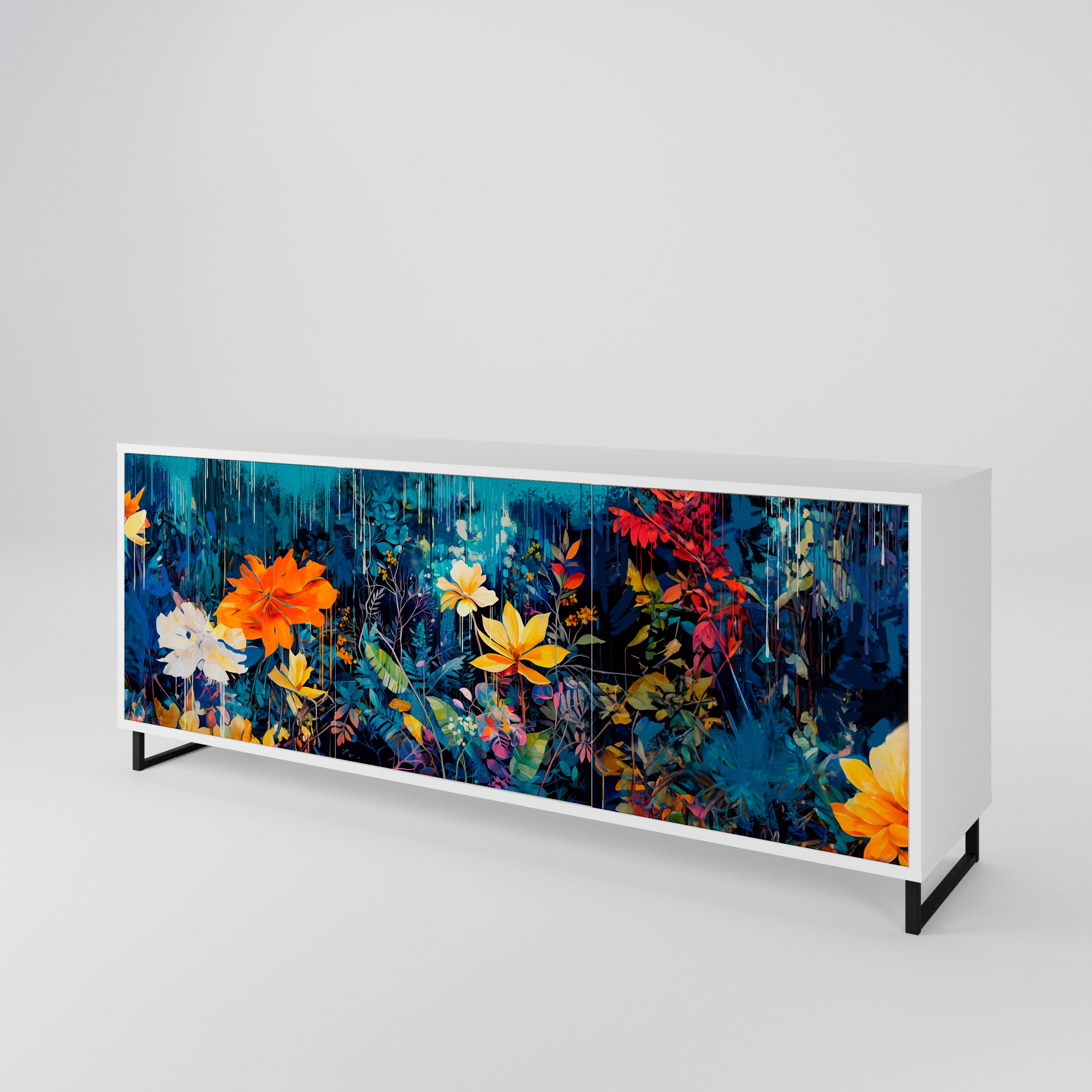 MIDNIGHT BLOSSOM 3-türiges Sideboard