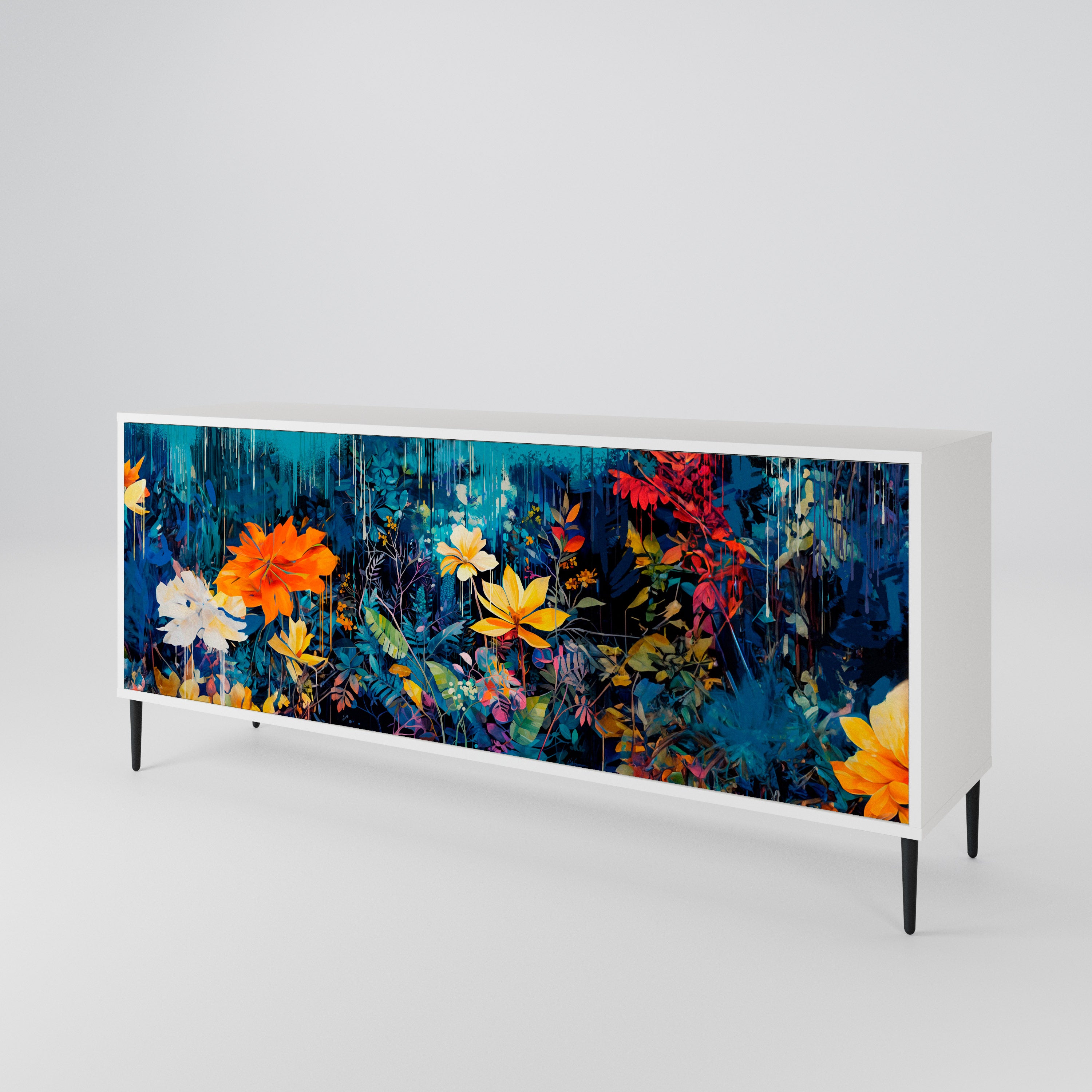 MIDNIGHT BLOSSOM 3-türiges Sideboard