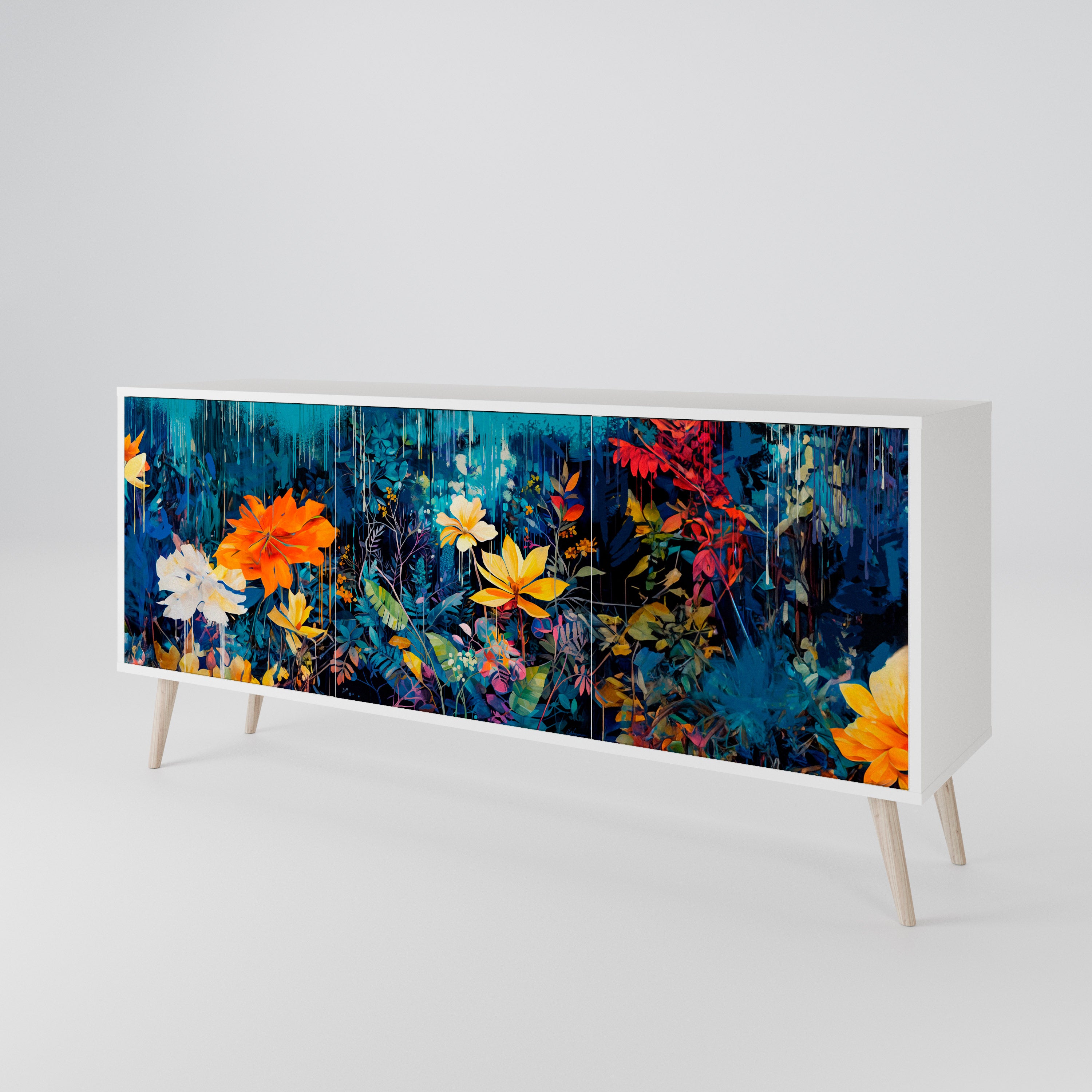 MIDNIGHT BLOSSOM 3-türiges Sideboard