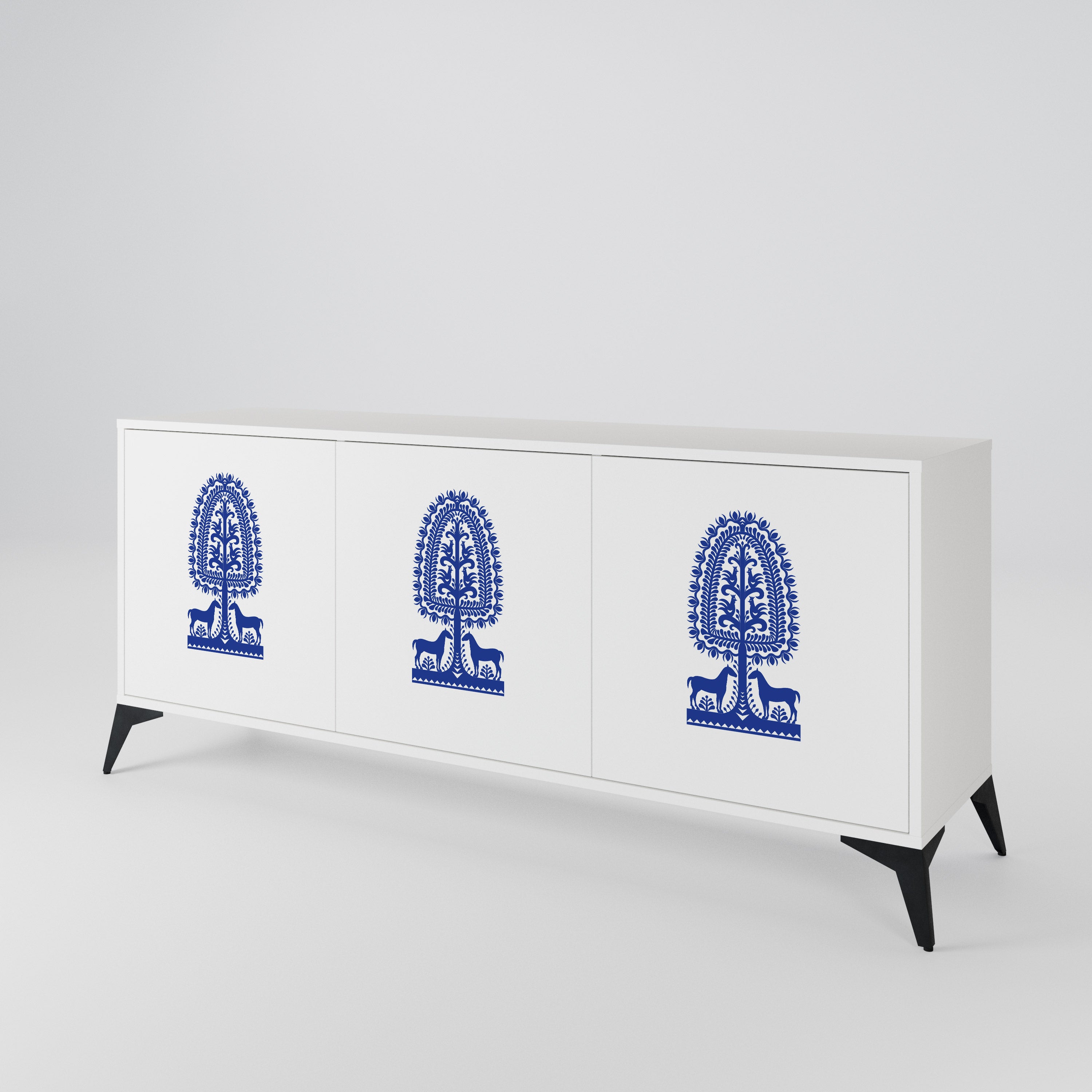 POLISH FOLK ART 3-türiges Sideboard