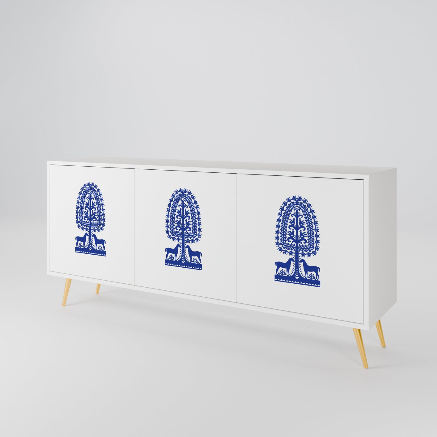 POLISH FOLK ART 3-türiges Sideboard