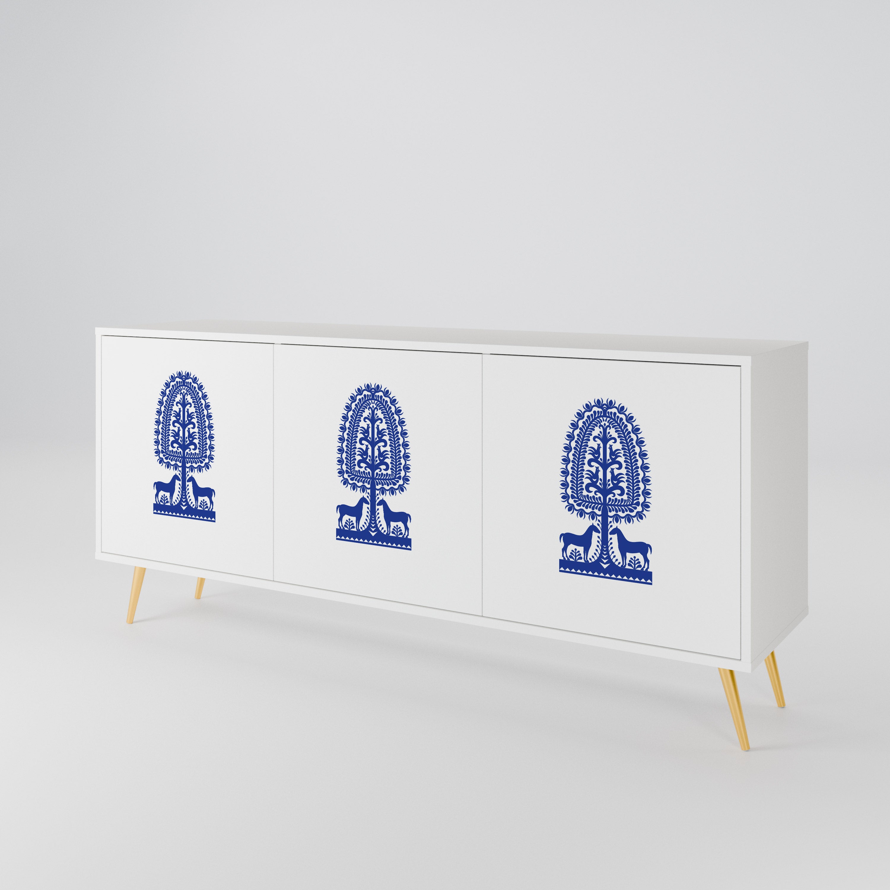 POLISH FOLK ART 3-türiges Sideboard