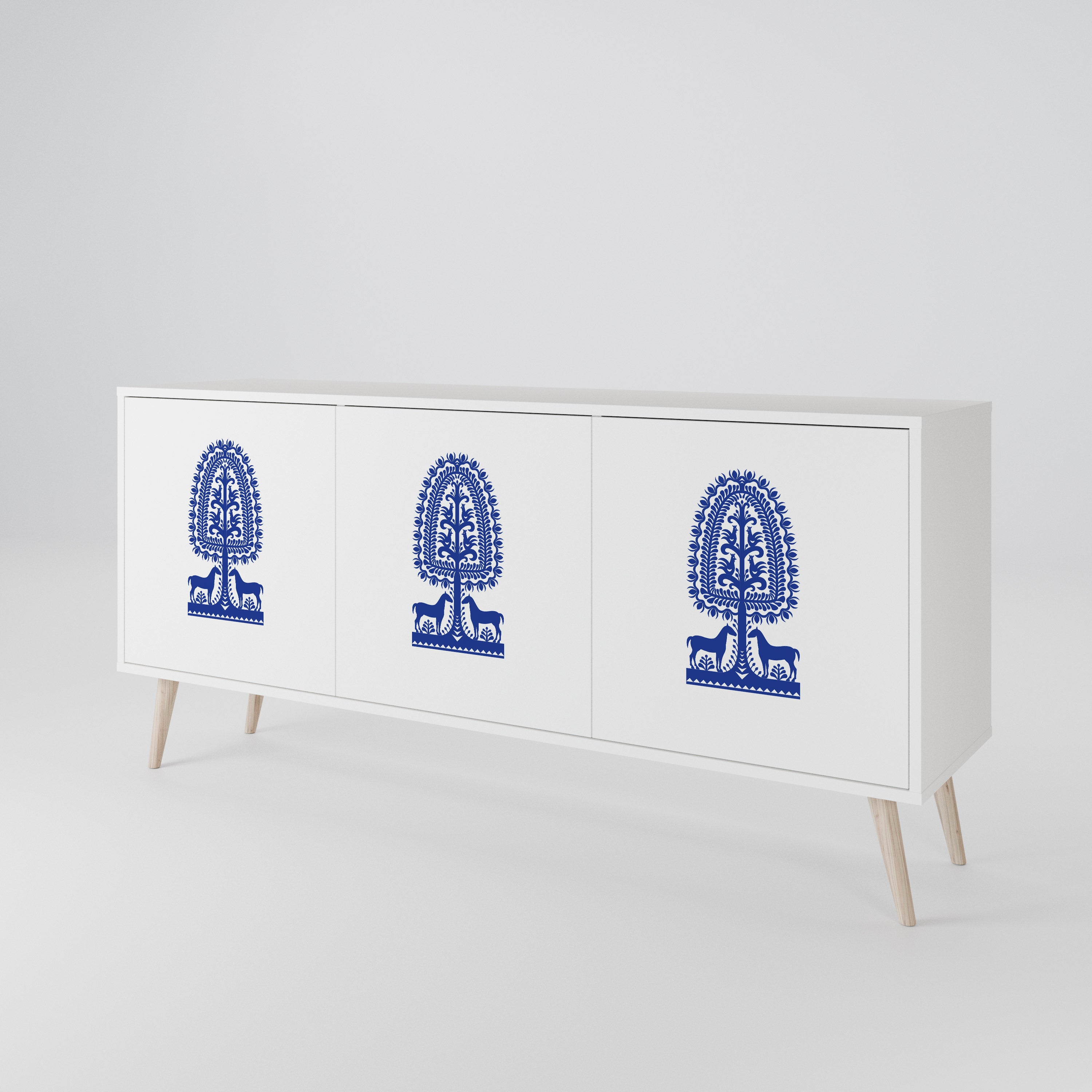 POLISH FOLK ART 3-türiges Sideboard