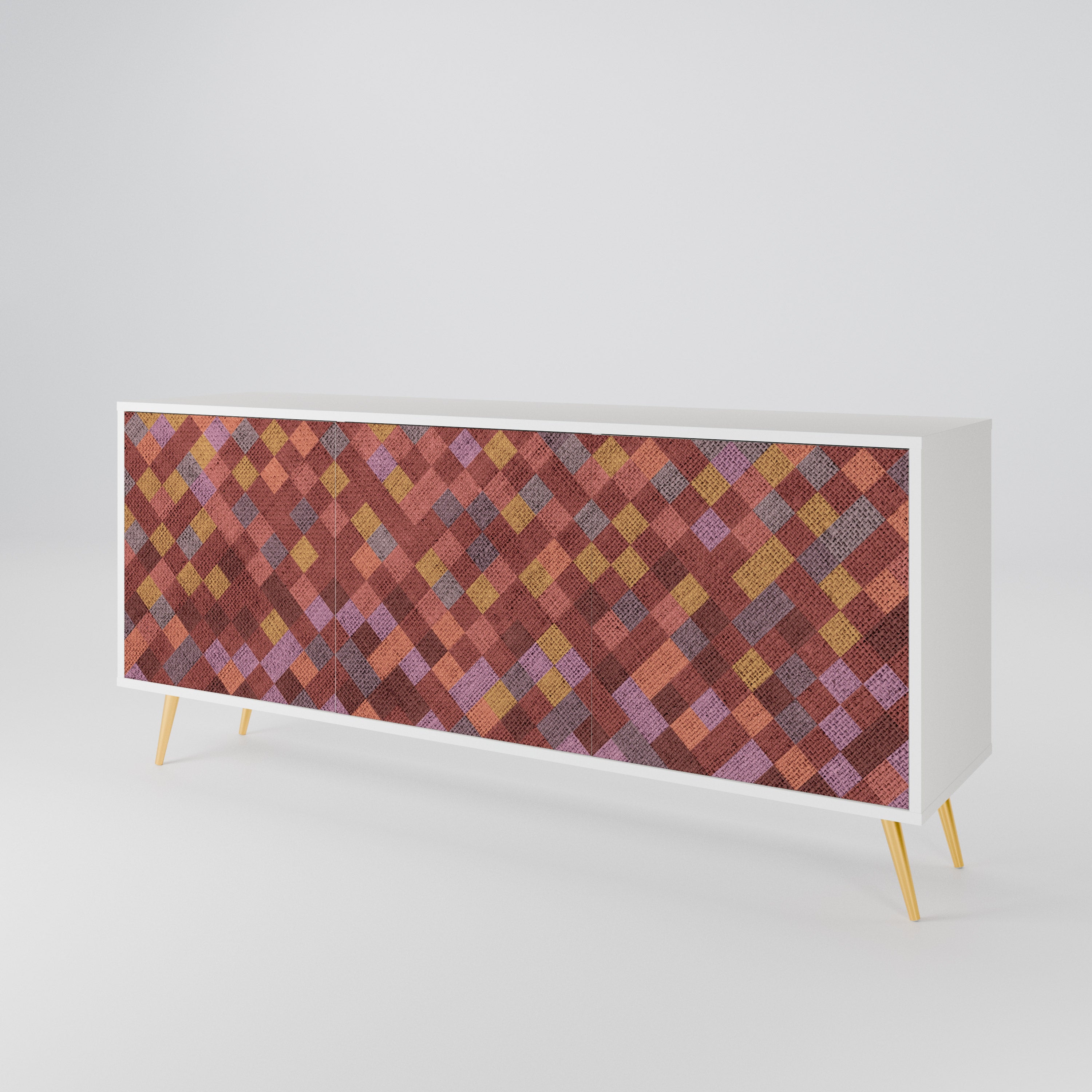 PAINTED SQUARES 3-Door Sideboard