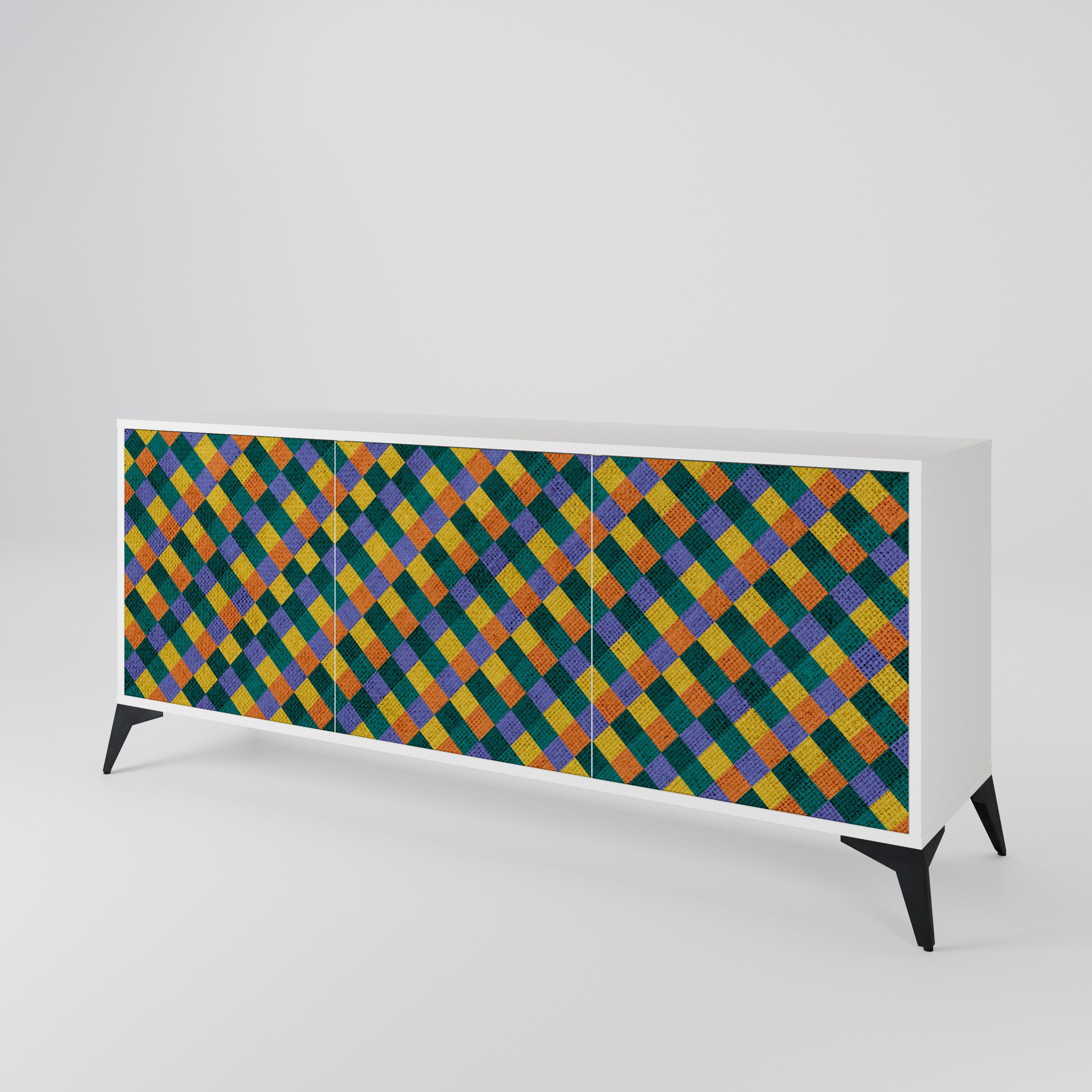 PAINTED SQUARES MIX 3-Door Sideboard