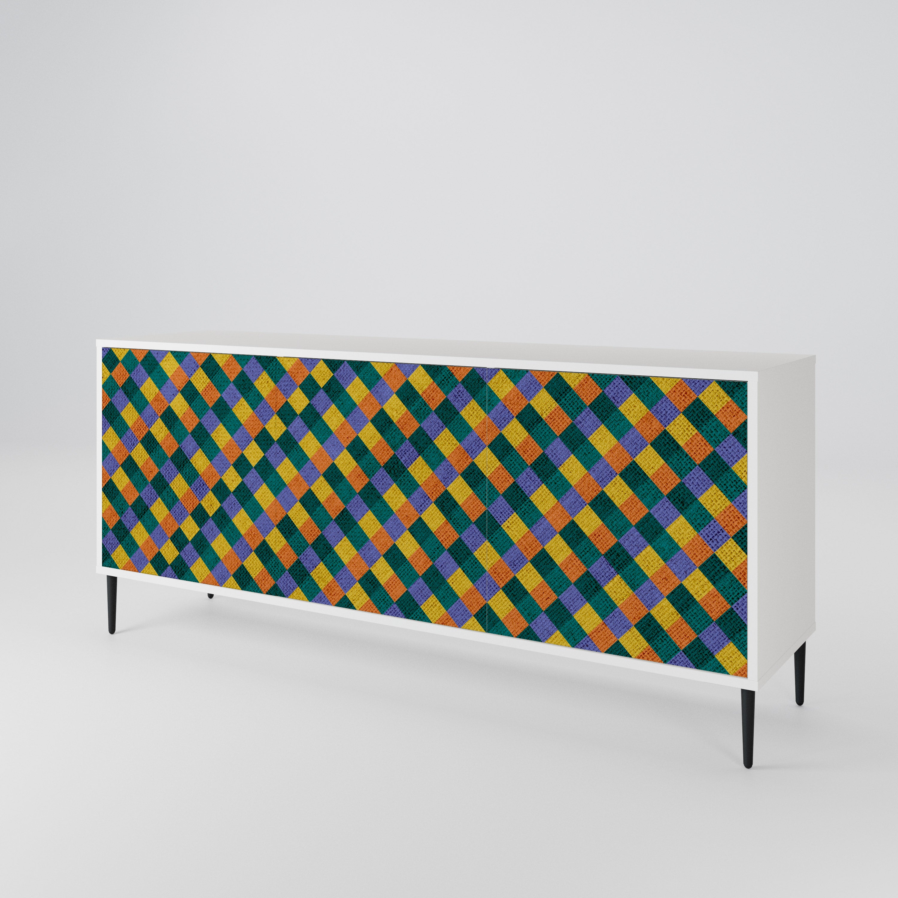 PAINTED SQUARES MIX 3-Door Sideboard