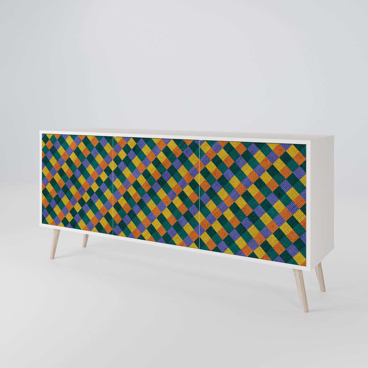 PAINTED SQUARES MIX 3-türiges Sideboard