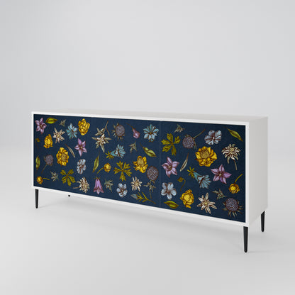 FLOWERS ON NAVY BLUE 3-türiges Sideboard