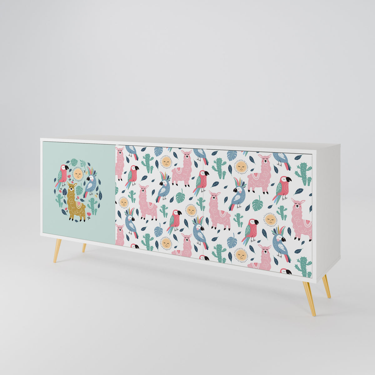 COLORFUL ALPACAS 3-türiges Sideboard