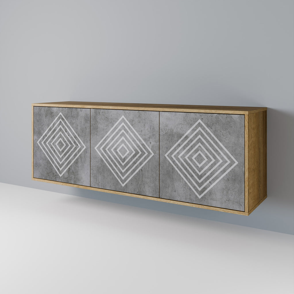 POLYGONAL ARTISTRY 3-Door Sideboard in Oak Effect