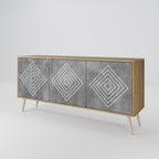 POLYGONAL ARTISTRY 3-Door Sideboard in Oak Effect