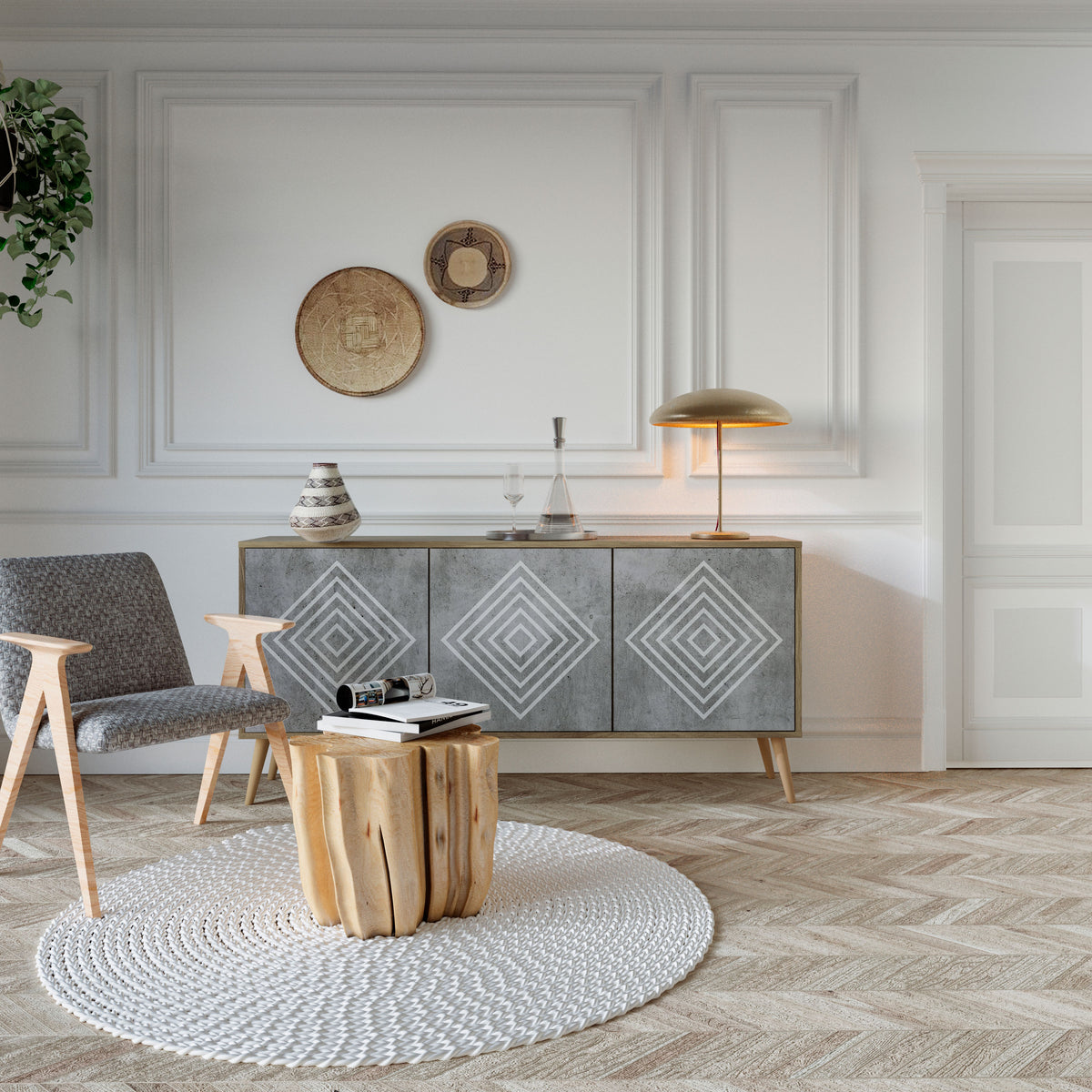 POLYGONAL ARTISTRY 3-türiges Sideboard