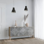 POLYGONAL ARTISTRY 3-Door Sideboard in Oak Effect