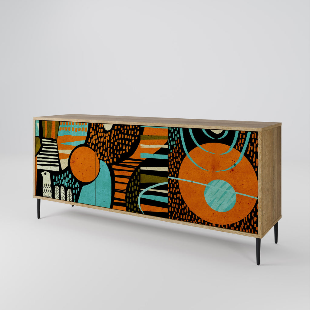 GEODE GLIMMER 3-Door Sideboard in Oak Effect