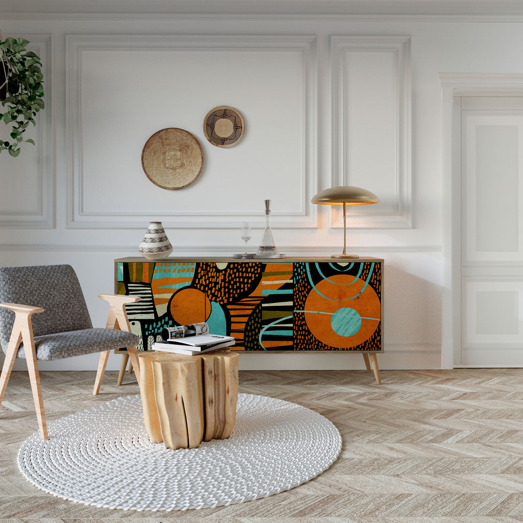 GEODE GLIMMER 3-Door Sideboard in Oak Effect