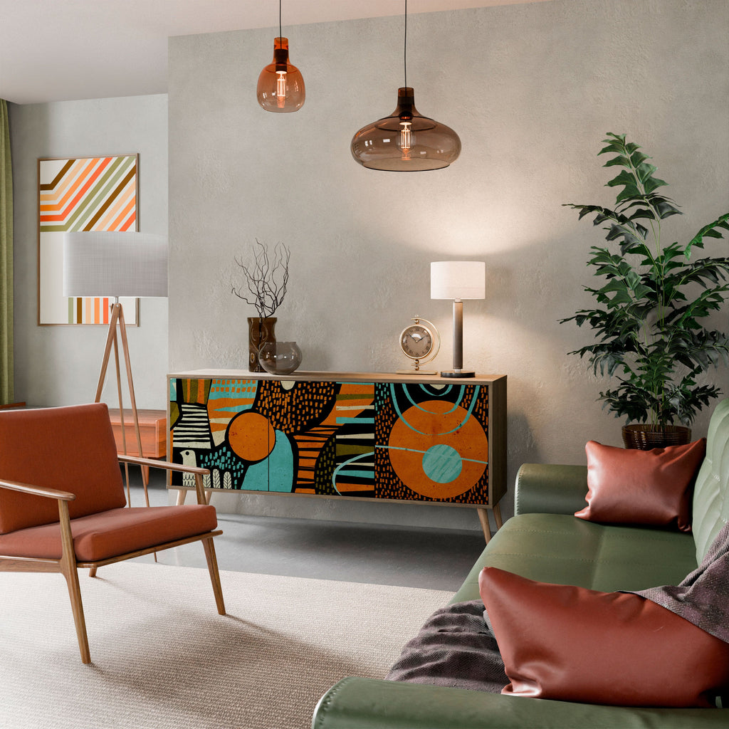 GEODE GLIMMER 3-Door Sideboard in Oak Effect