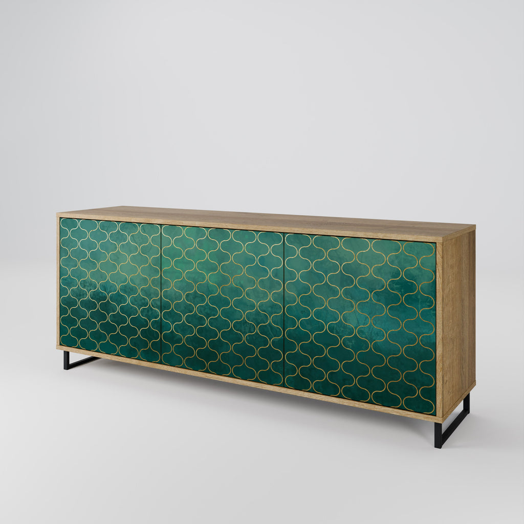 TESSELATED GREENERY 3-Door Sideboard in Oak Effect