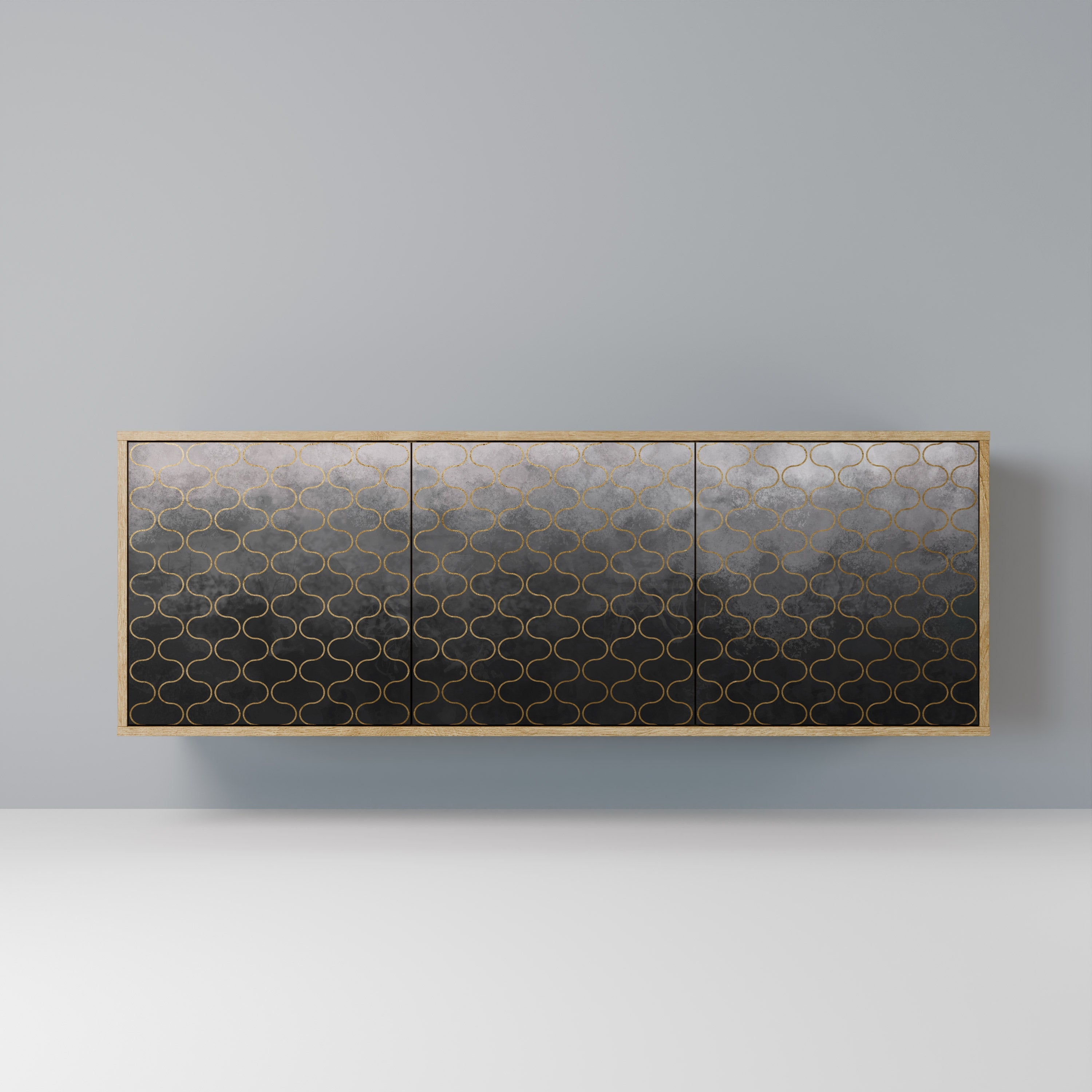 TESSELATED GRAYISH 3-türiges Sideboard in Eichenoptik
