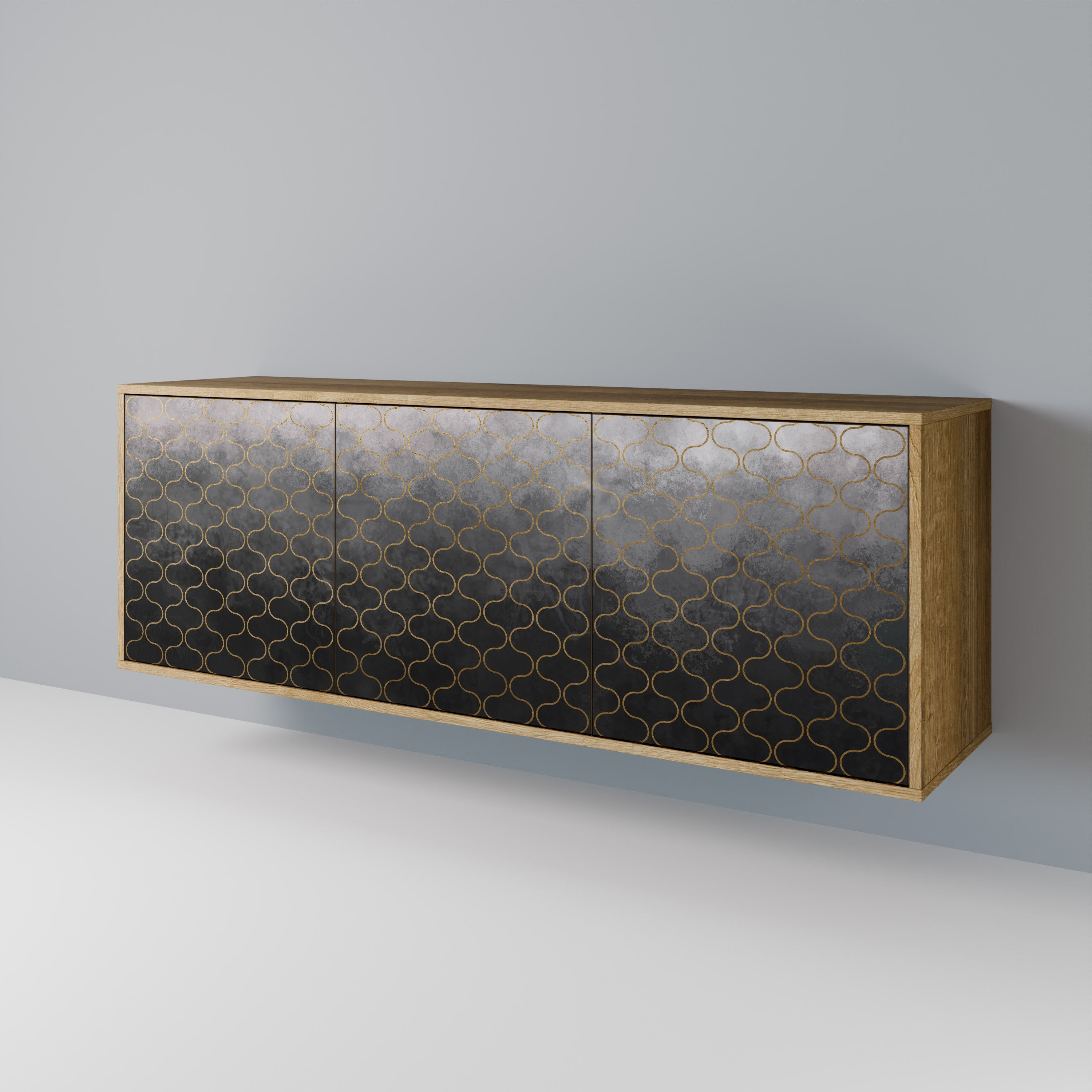 TESSELATED GRAYISH 3-türiges Sideboard in Eichenoptik