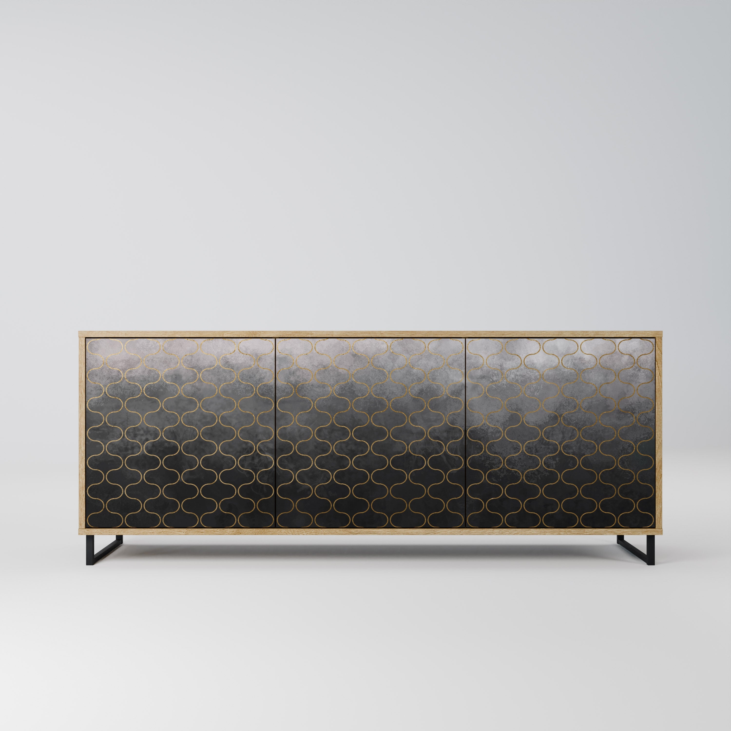 TESSELATED GRAYISH 3-türiges Sideboard in Eichenoptik