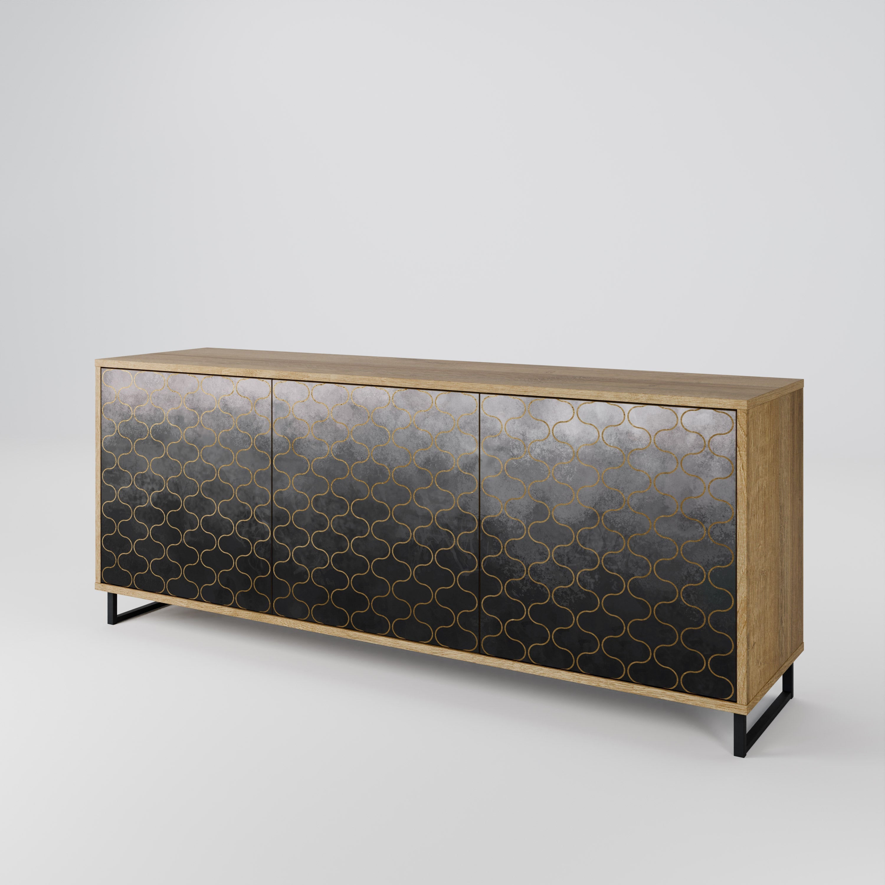 TESSELATED GRAYISH 3-türiges Sideboard in Eichenoptik