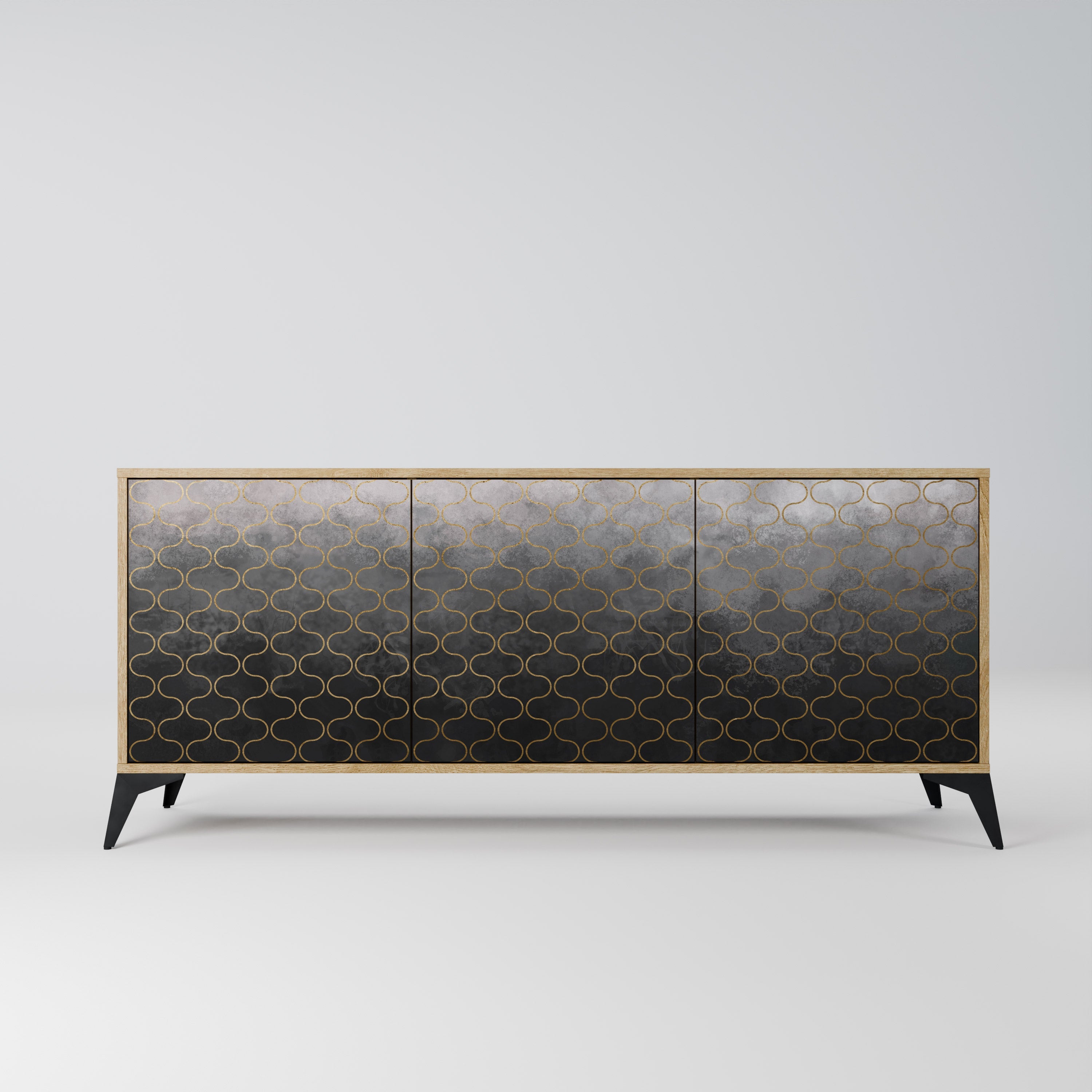 TESSELATED GRAYISH 3-türiges Sideboard in Eichenoptik