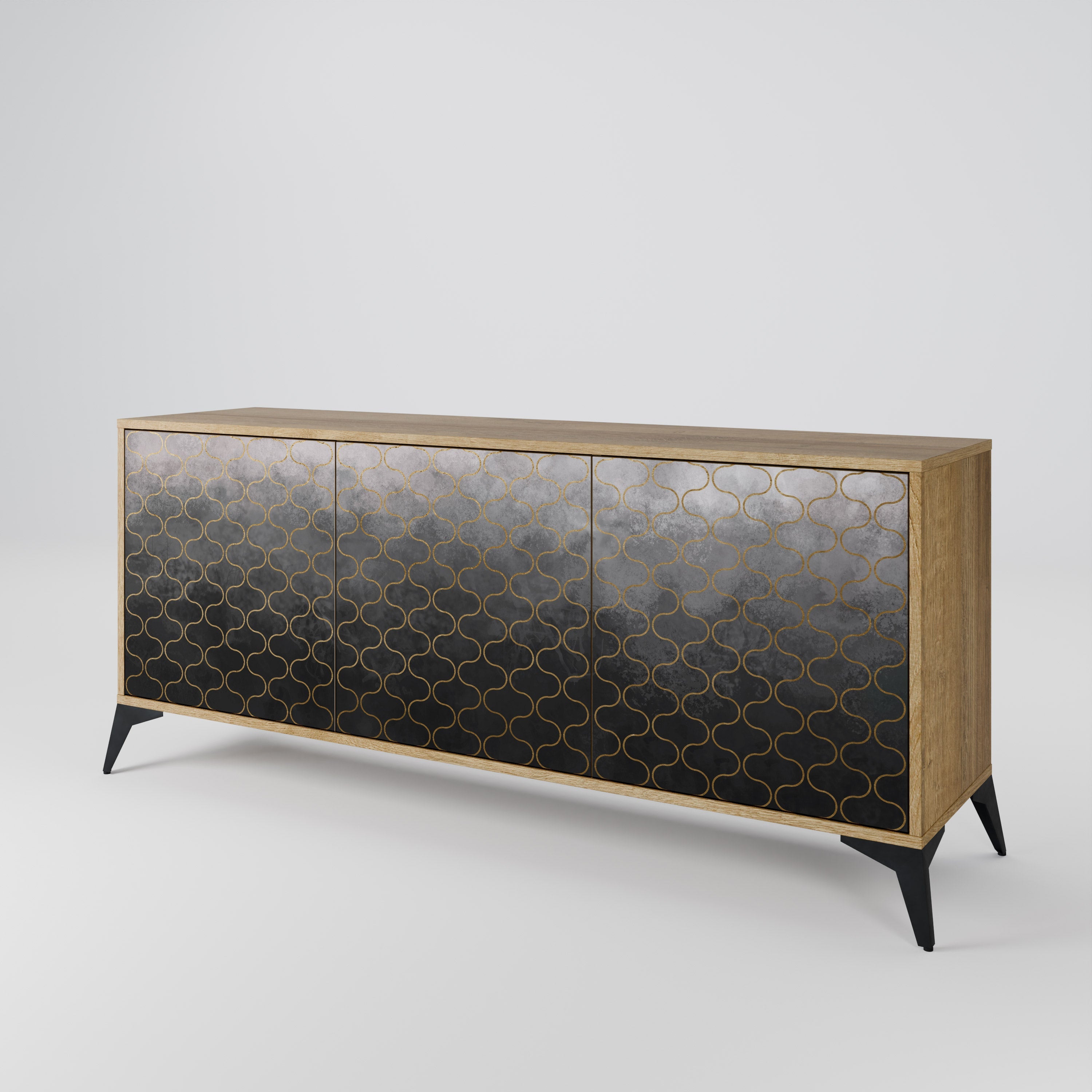 TESSELATED GRAYISH 3-türiges Sideboard in Eichenoptik
