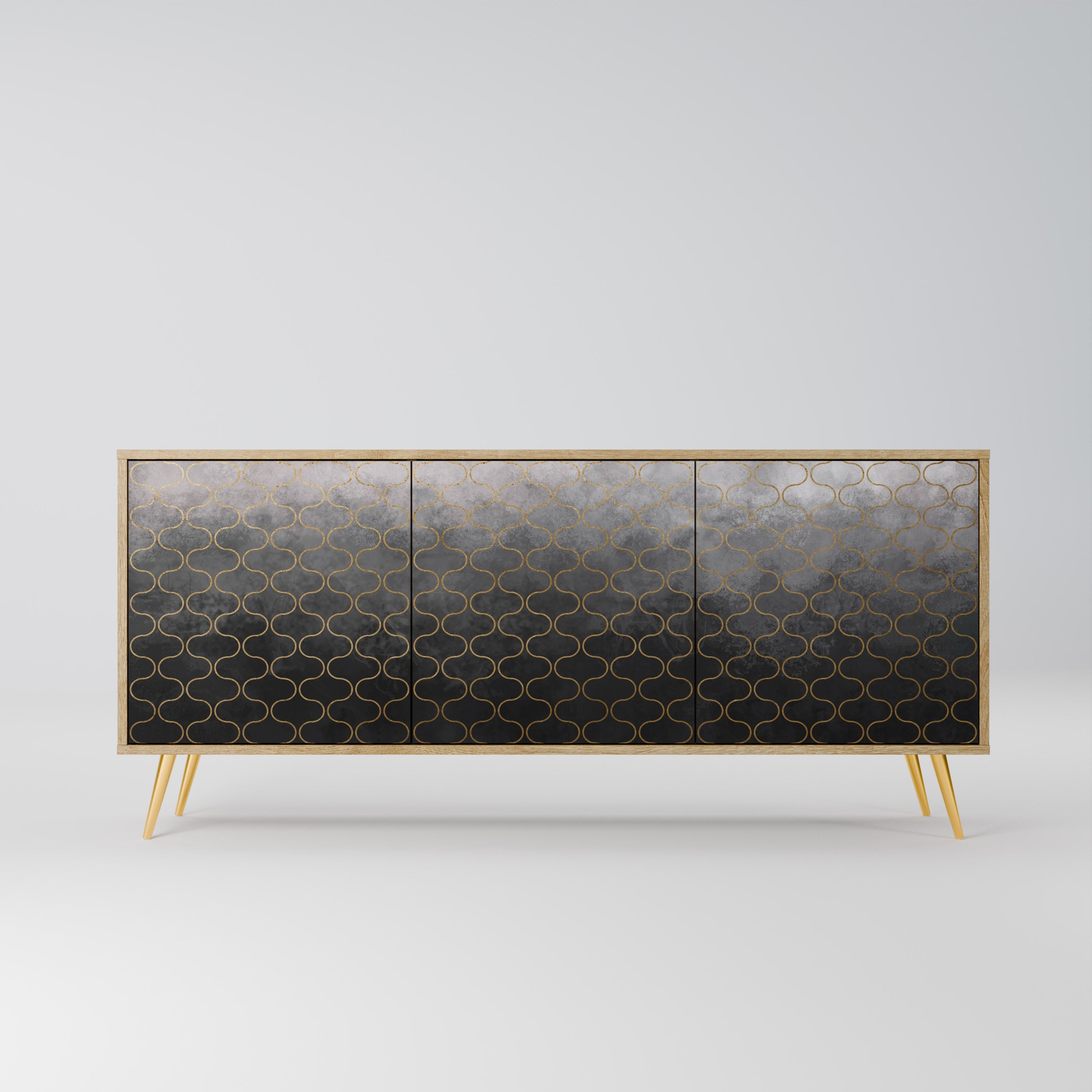 TESSELATED GRAYISH 3-türiges Sideboard in Eichenoptik