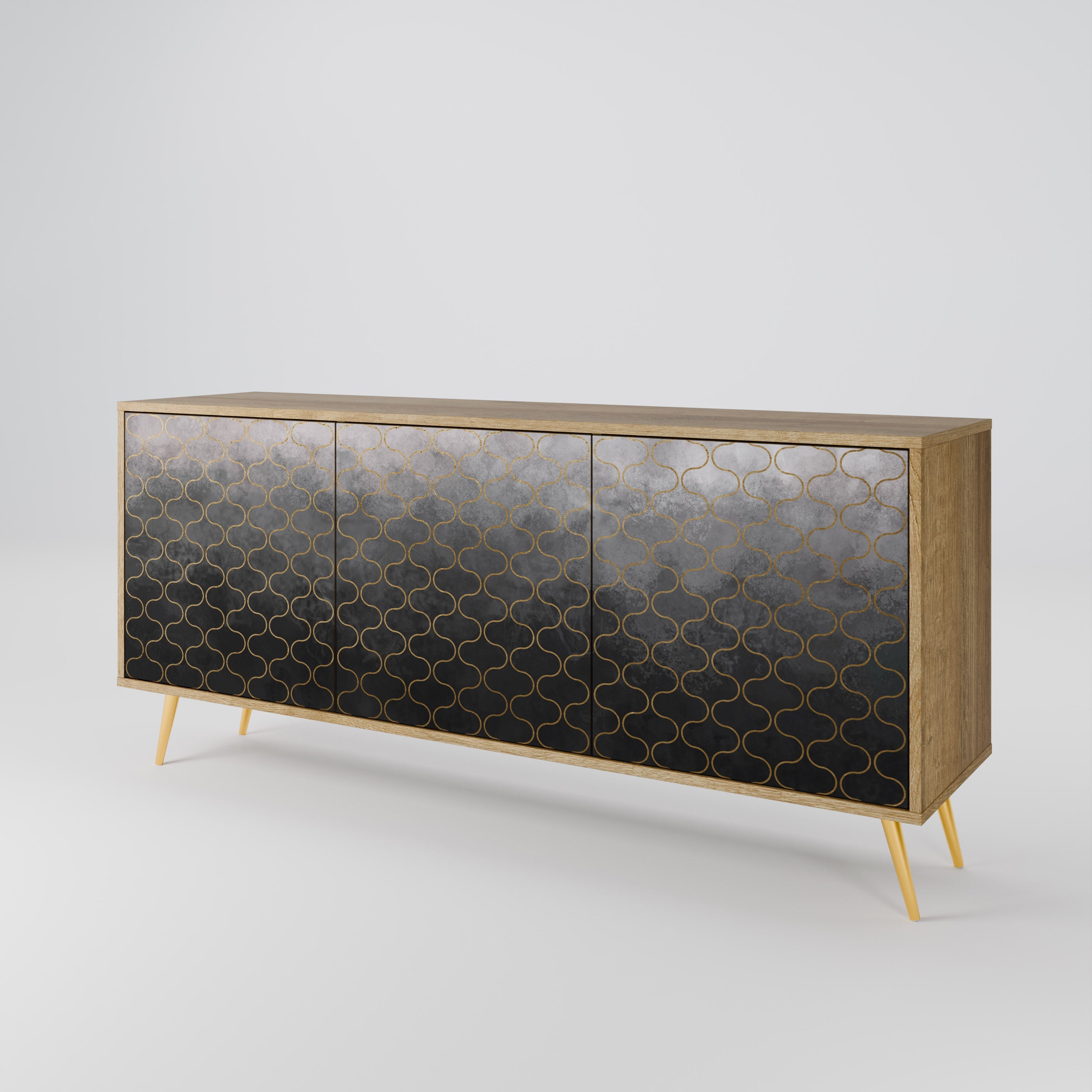 TESSELATED GRAYISH 3-türiges Sideboard in Eichenoptik