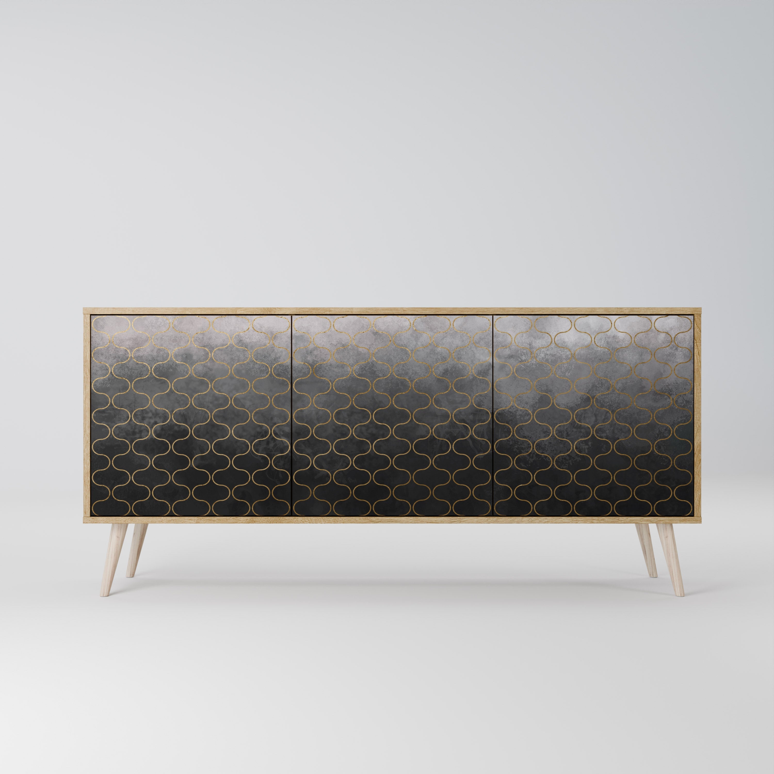 TESSELATED GRAYISH 3-türiges Sideboard in Eichenoptik
