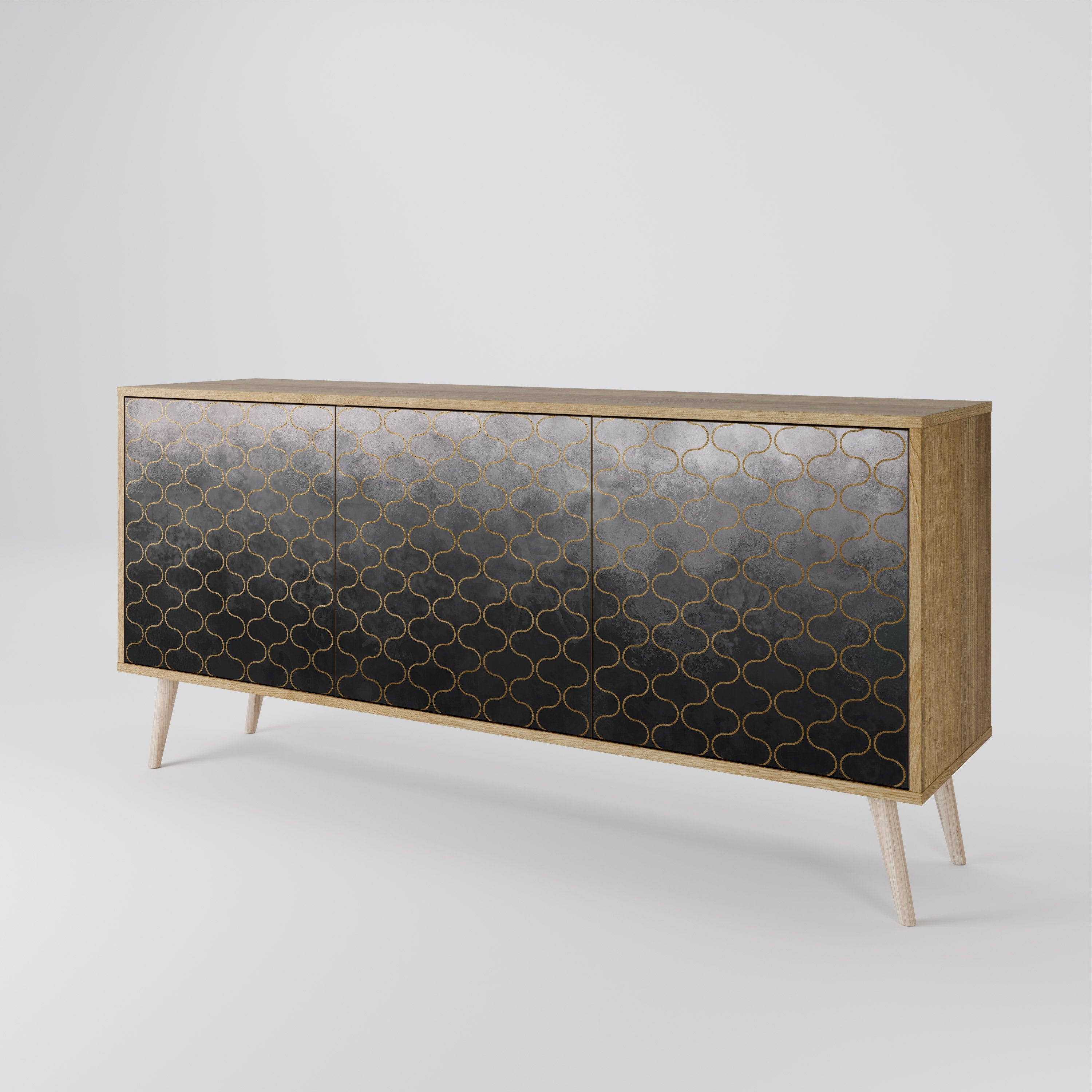 TESSELATED GRAYISH 3-türiges Sideboard in Eichenoptik