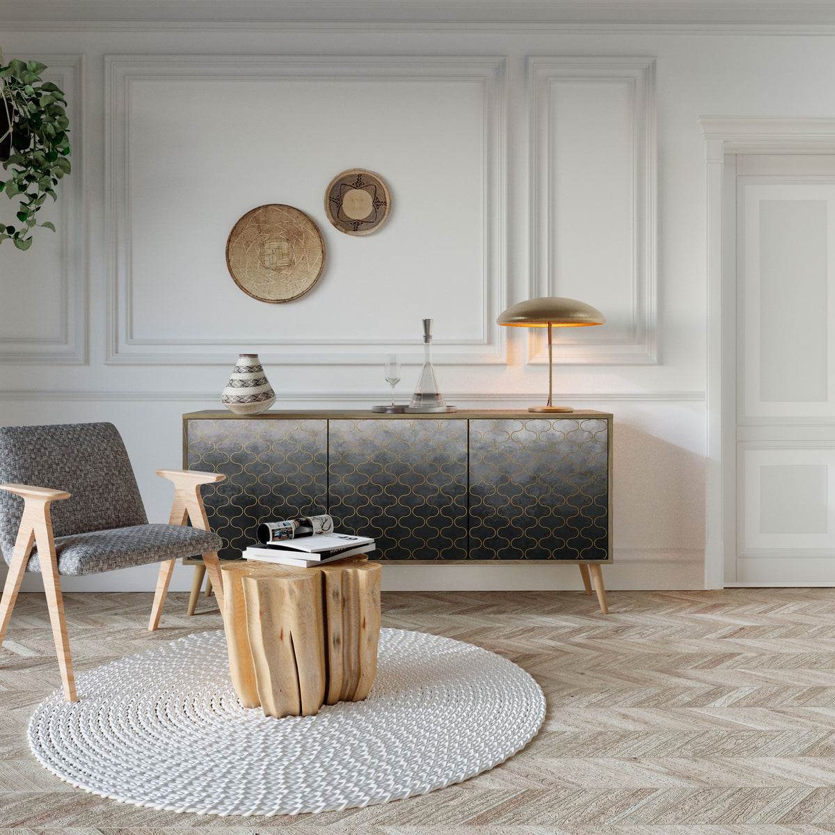 TESSELATED GRAYISH 3-türiges Sideboard
